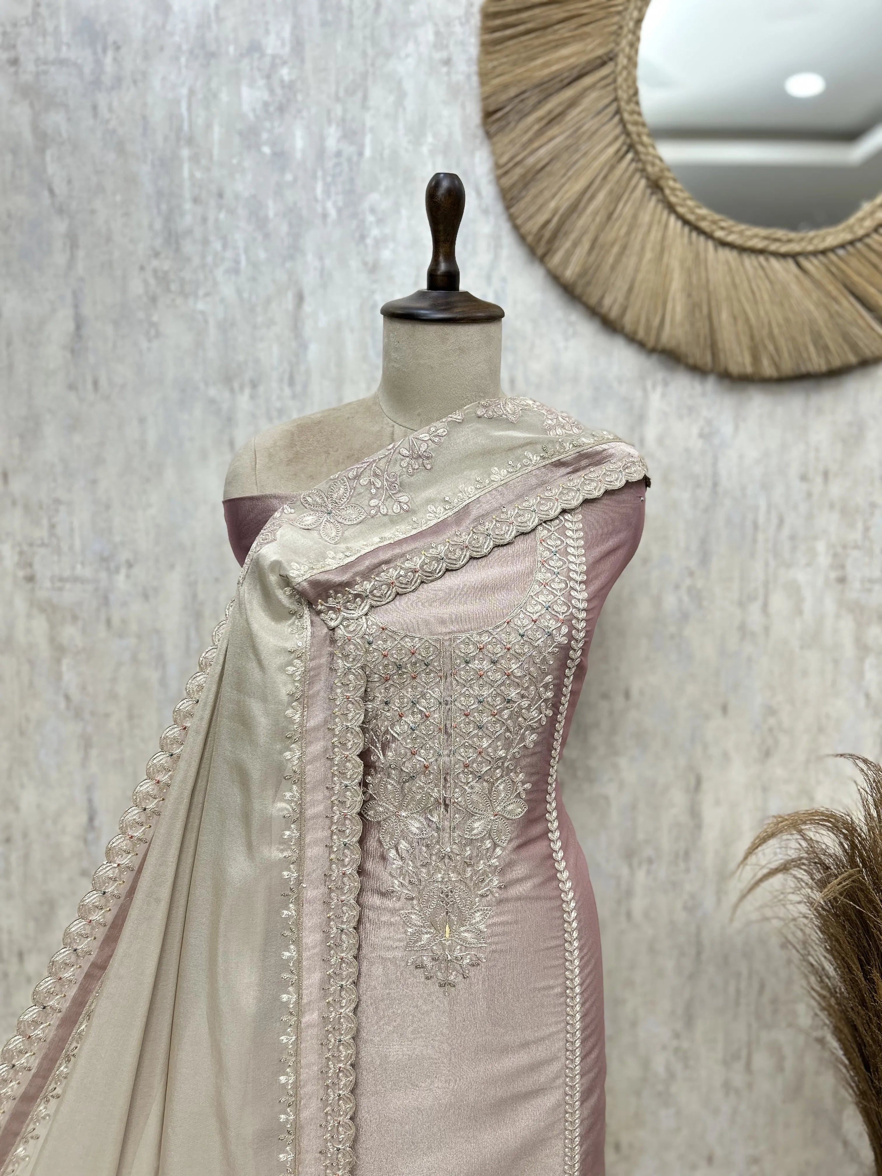 Mesmerising Glass Organza Unstitched Suit