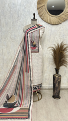 Rustic Stripe Elegance Linen Unstitched suit
