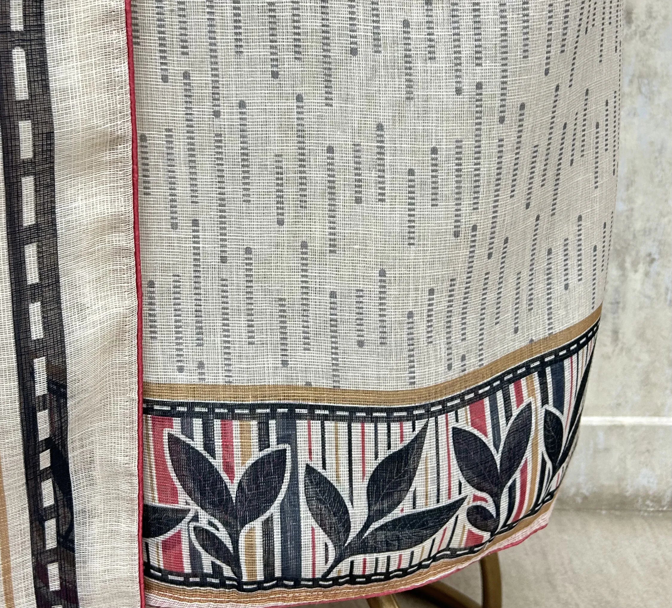 Rustic Stripe Elegance Linen Unstitched suit