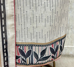 Rustic Stripe Elegance Linen Unstitched suit