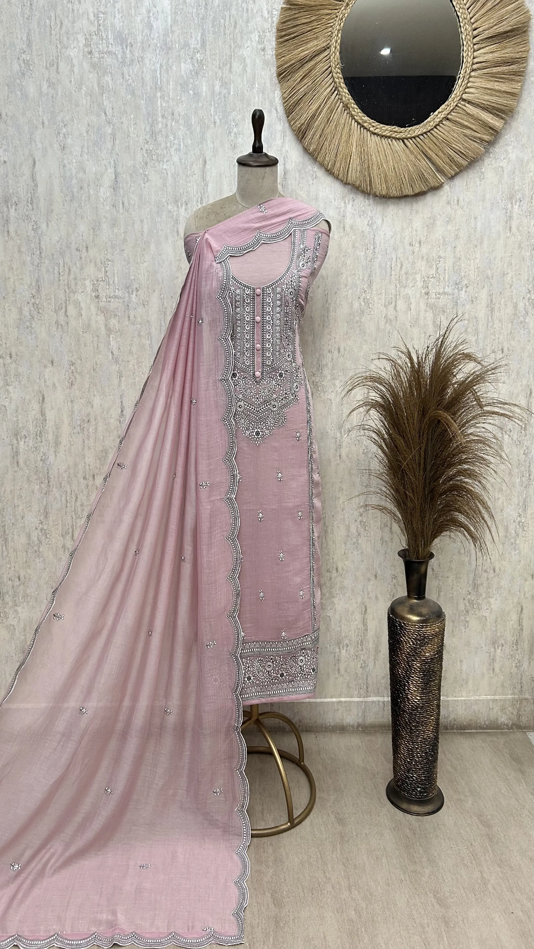 Pastel Threadwork Charm Mul cotton Unstitched suit