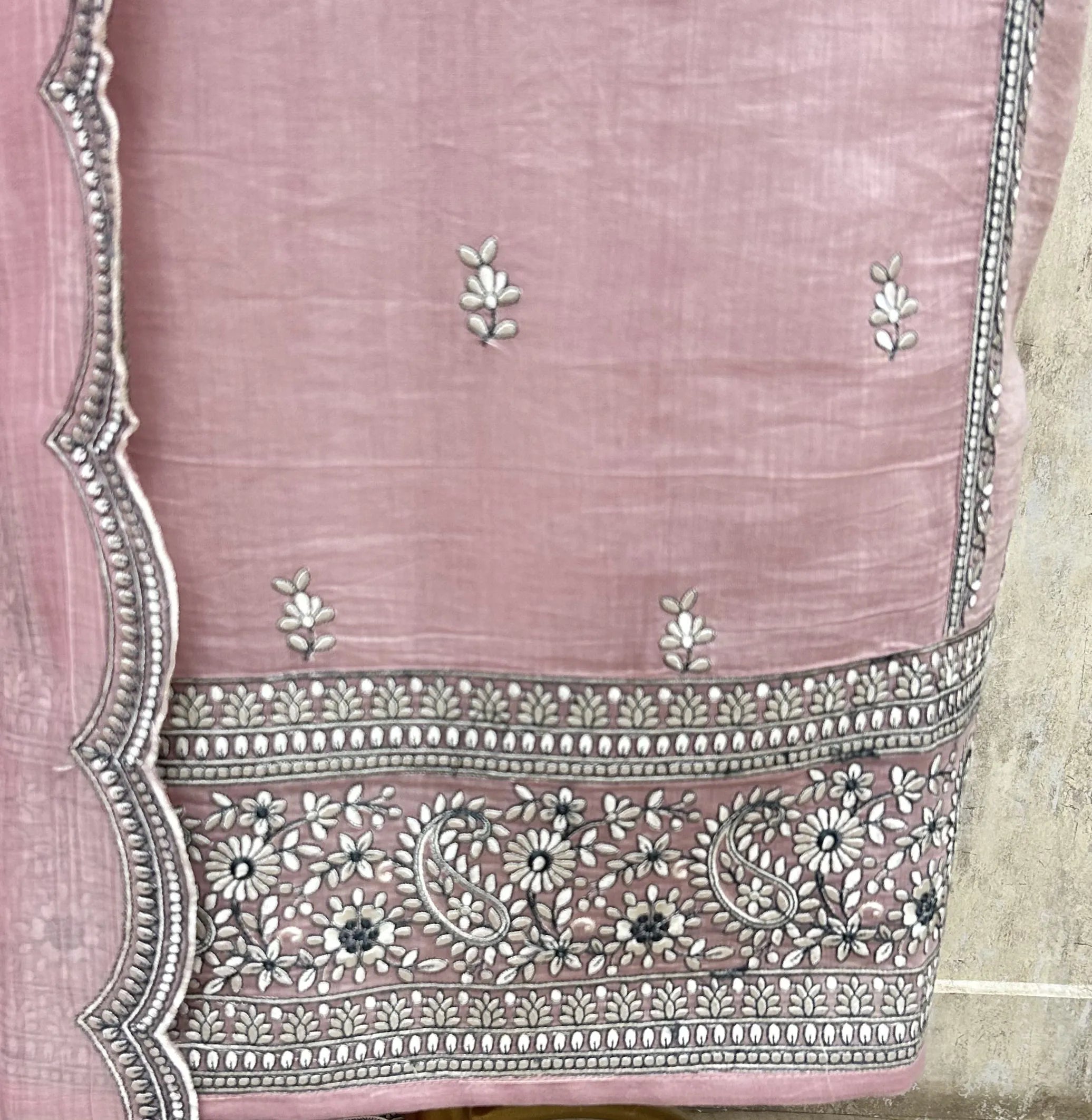 Pastel Threadwork Charm Mul cotton Unstitched suit