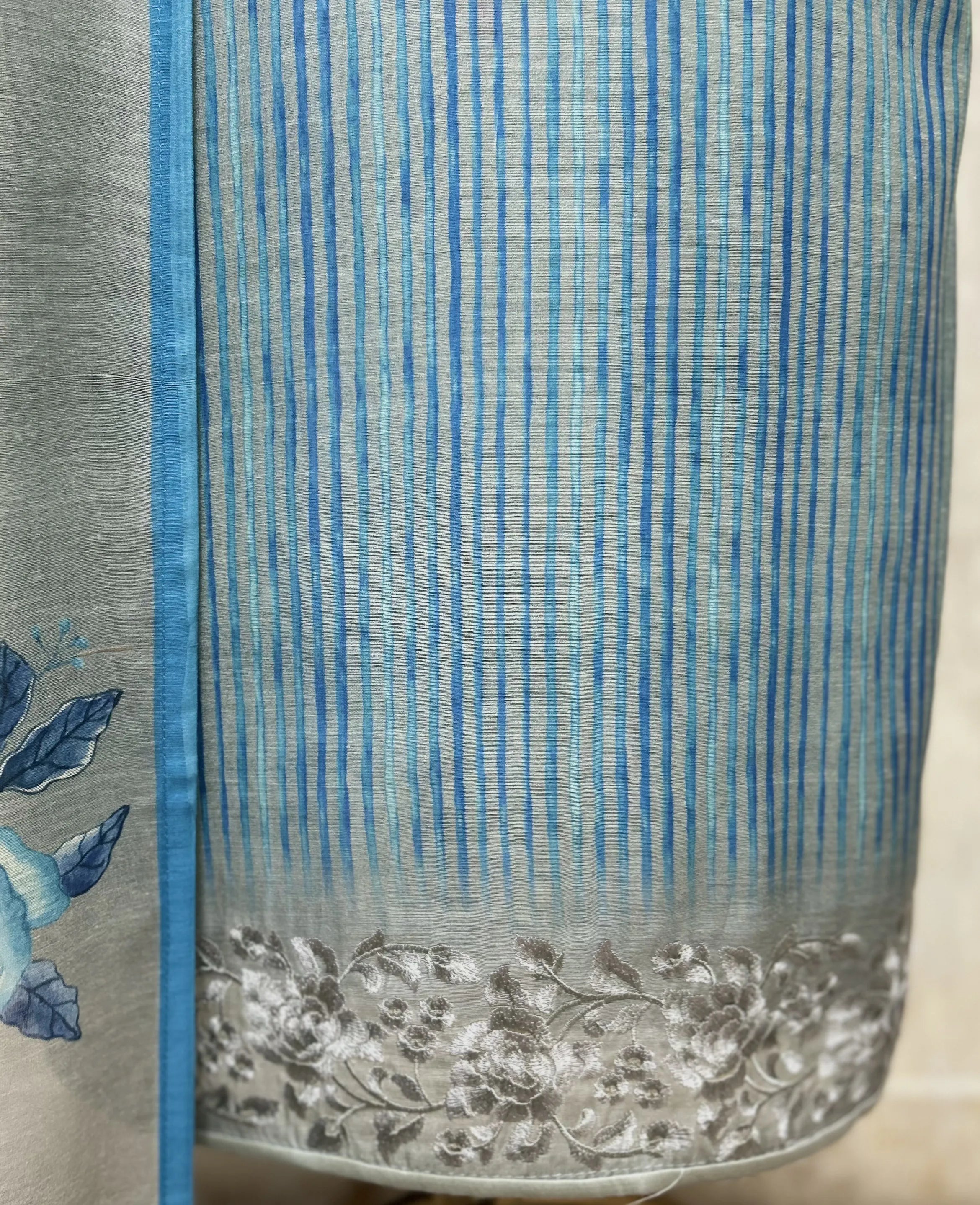 Floral Grace  Mul Chanderi Unstitched Suit