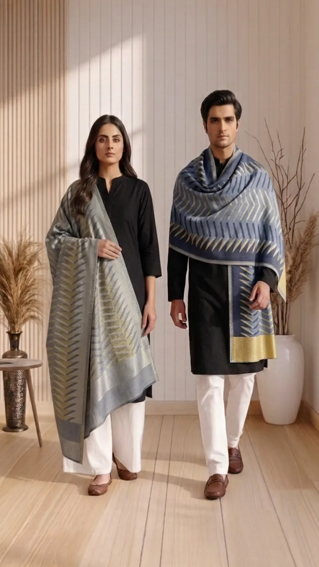 Moonlight reversible Ikkat Unisex Stoles - Pack of 1 With Premium Curated Box Packaging
