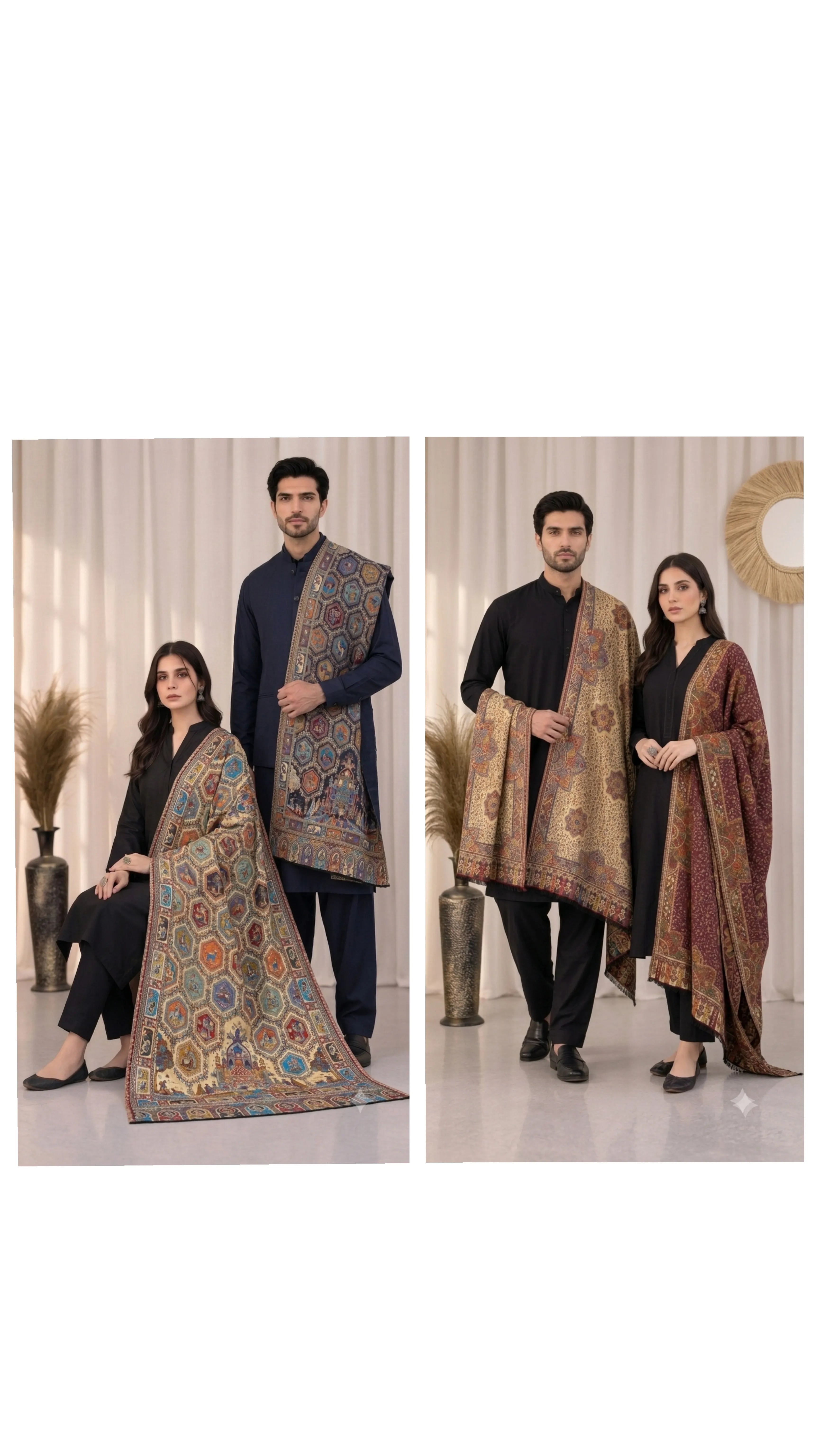 The Kapdakart His & Her Collection Of Semi Pashmina Stole with Premium Box Packaging
