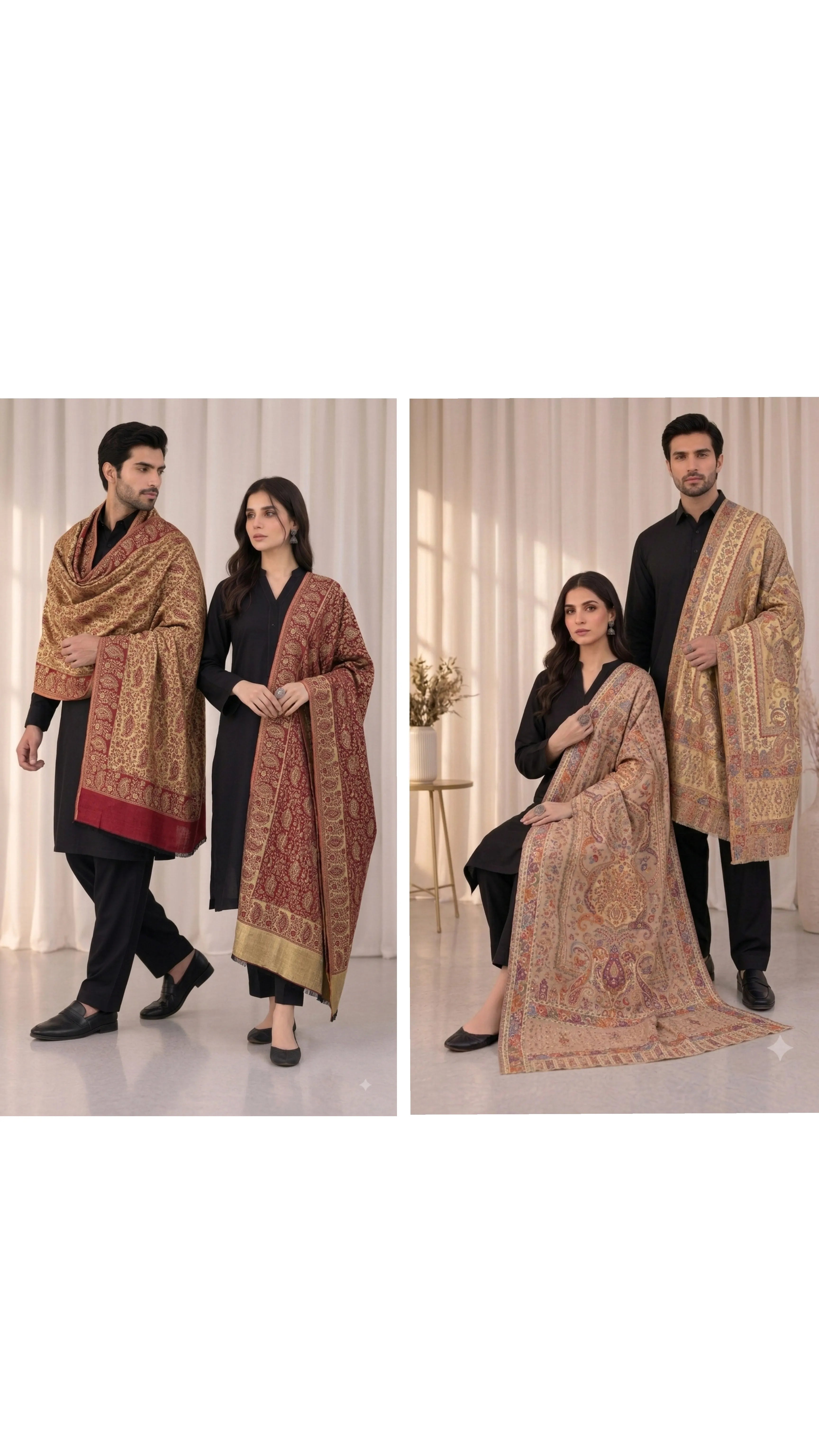 The Kapdakart His & Her Collection Of Semi Pashmina Stole with Premium Box Packaging