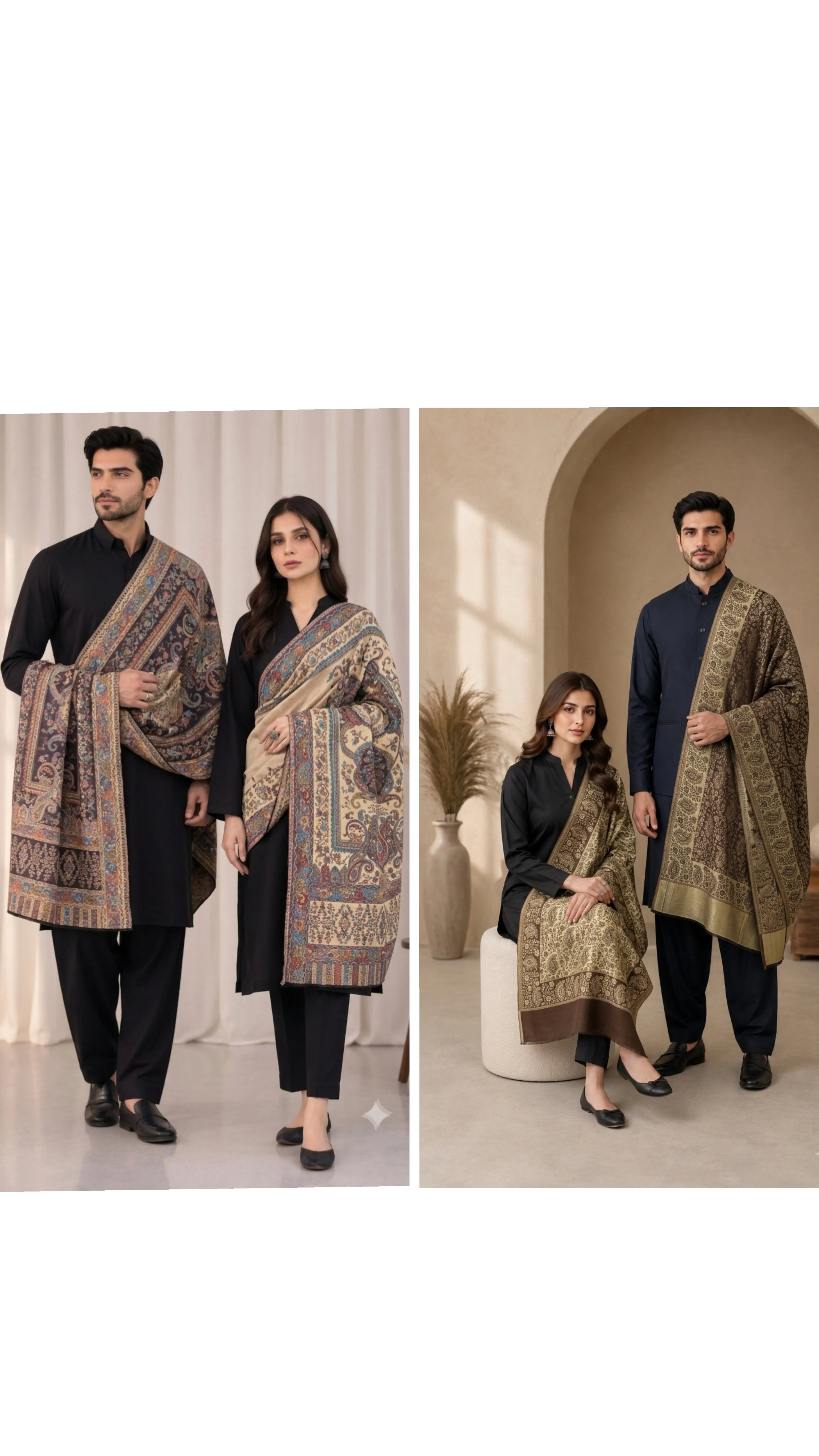 The Kapdakart His & Her Collection Of Semi Pashmina Stole with Premium Box Packaging