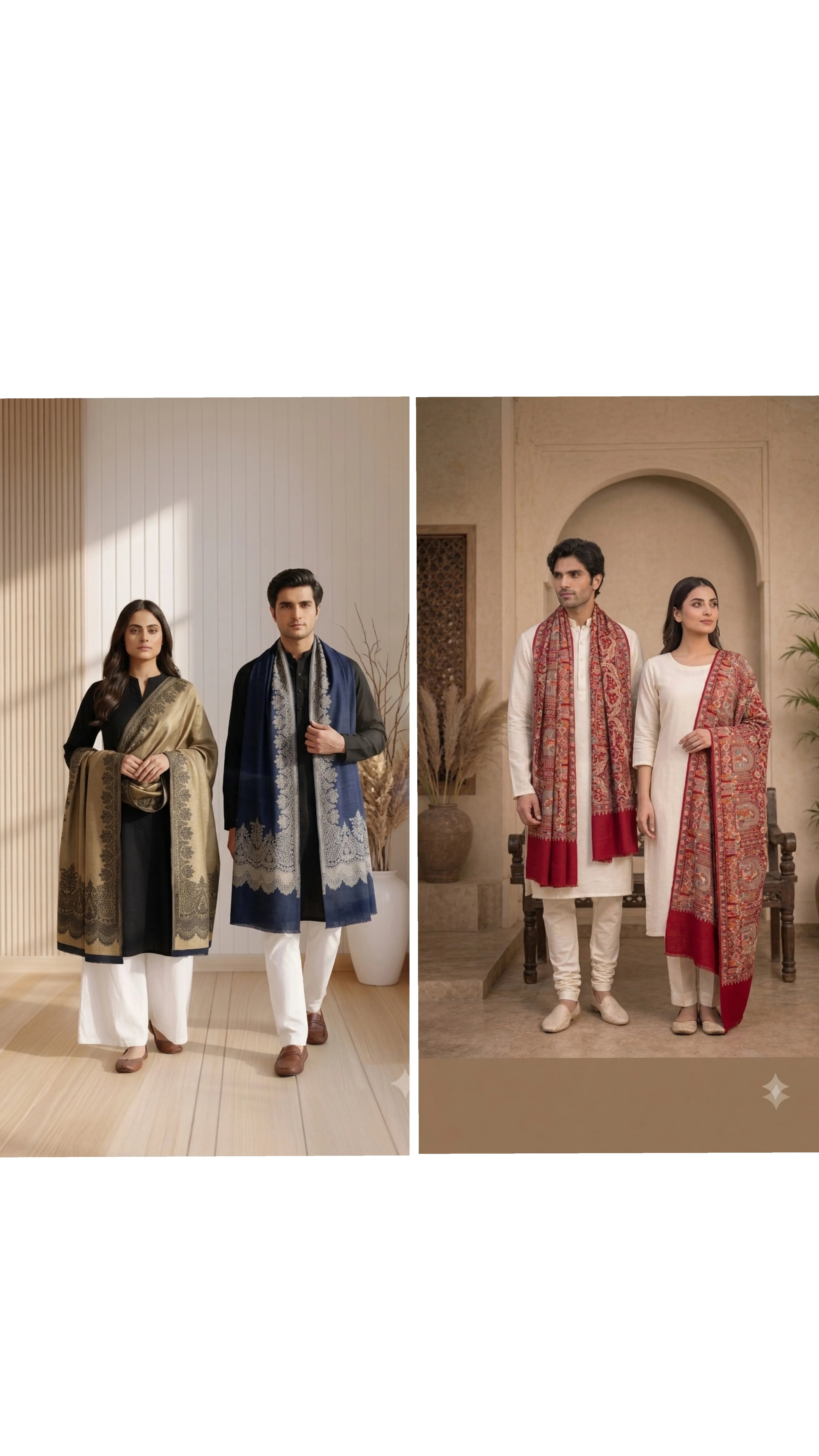 The Kapdakart His & Her Collection Of Fine wool & Cashmere wool  Reversible Stole with Premium Box Packaging