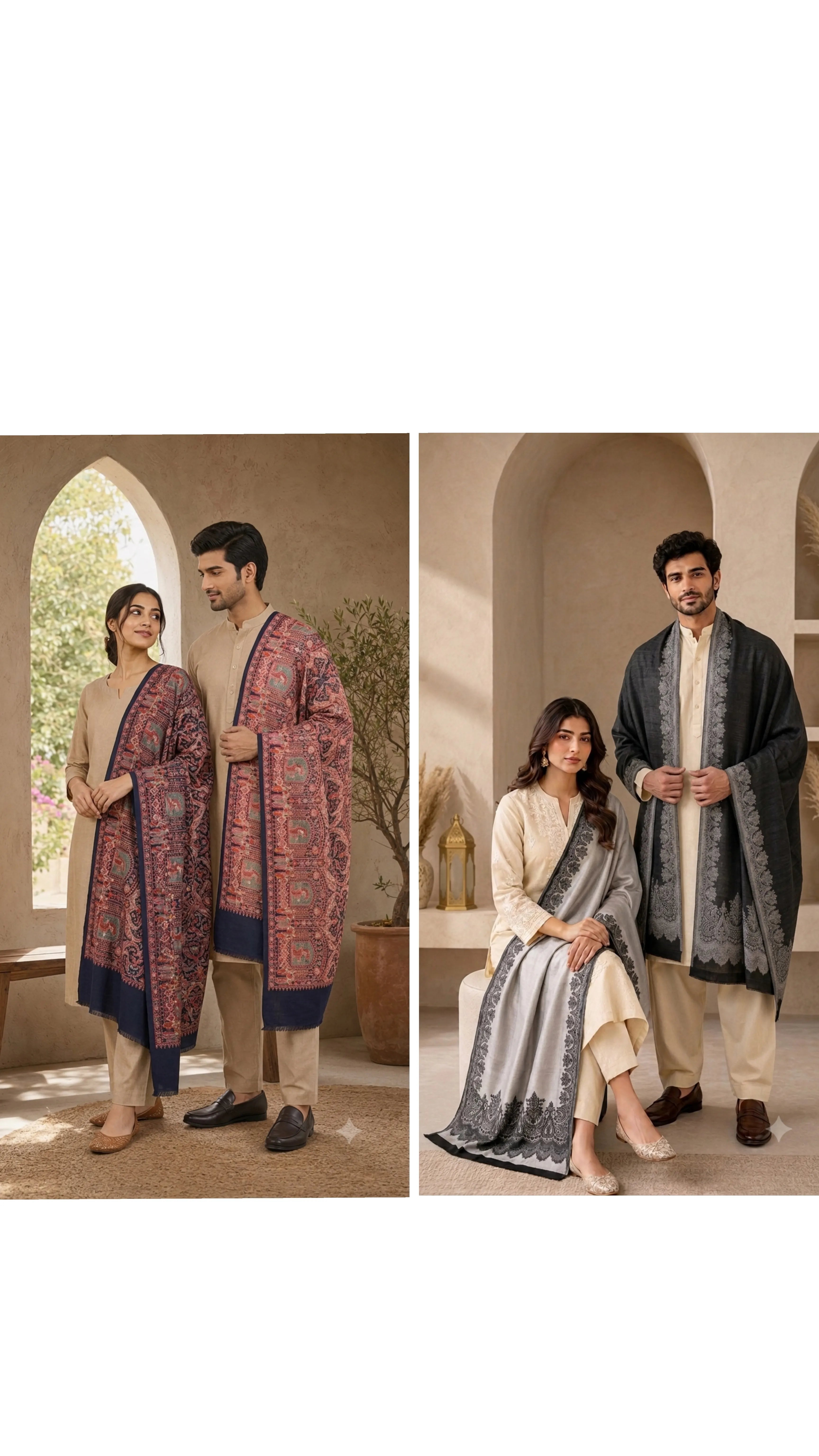 The Kapdakart His & Her Collection Of Fine wool & Cashmere wool  Reversible Stole with Premium Box Packaging