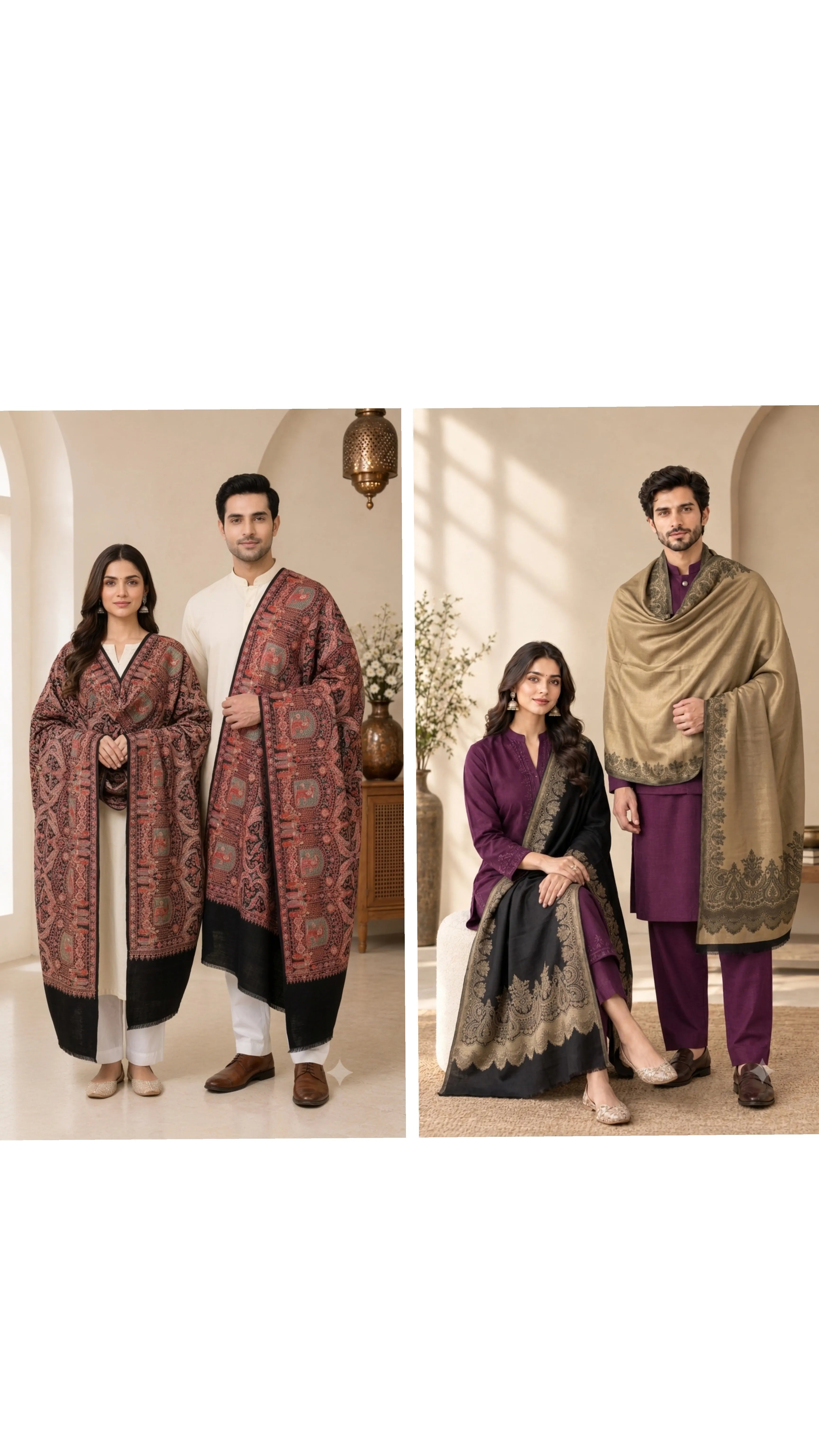 The Kapdakart His & Her Collection Of Fine wool & Cashmere wool  Reversible Stole with Premium Box Packaging