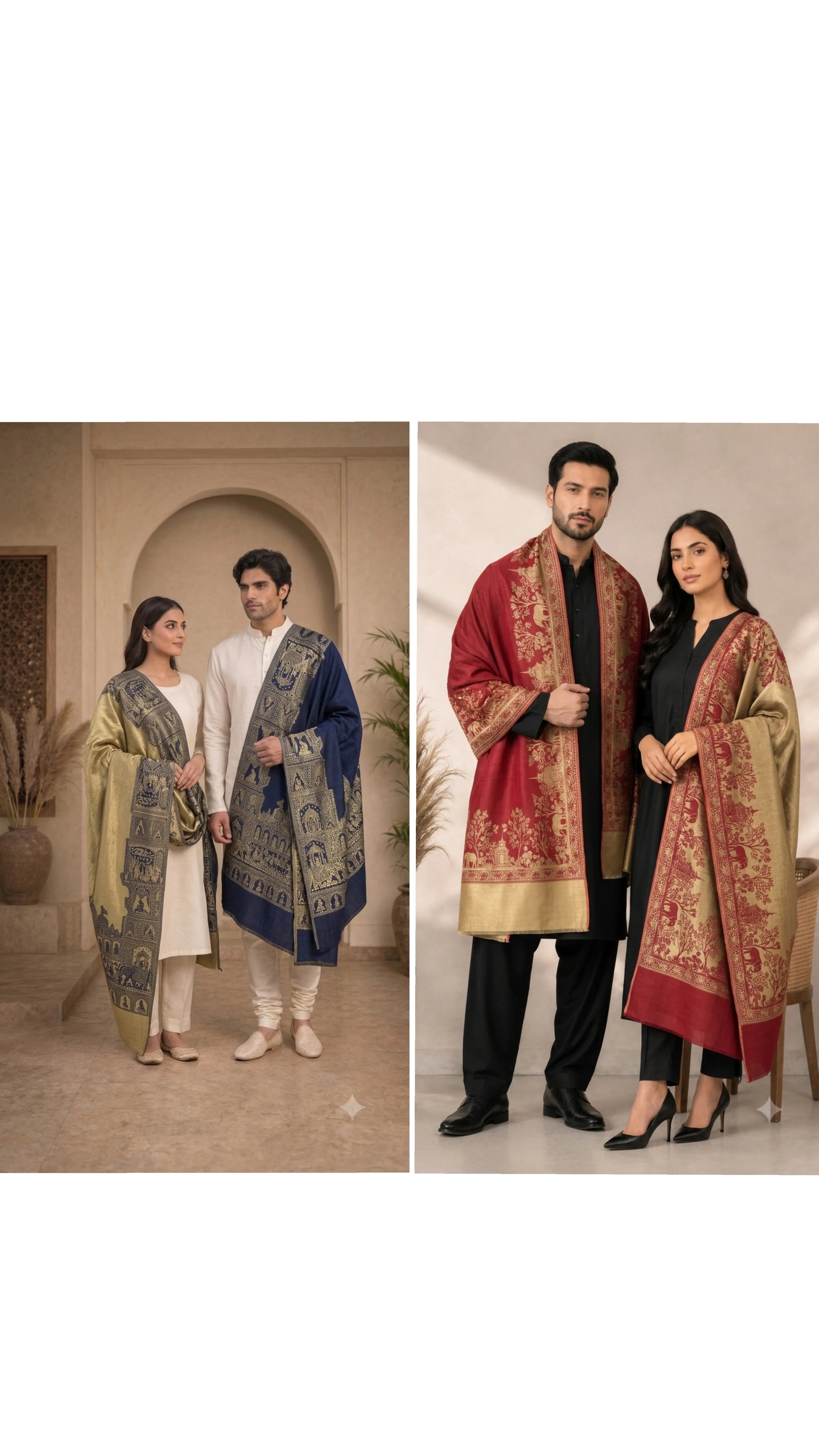 The Kapdakart His & Her Collection Of  Semi Pashmina Stole with Premium Box Packaging