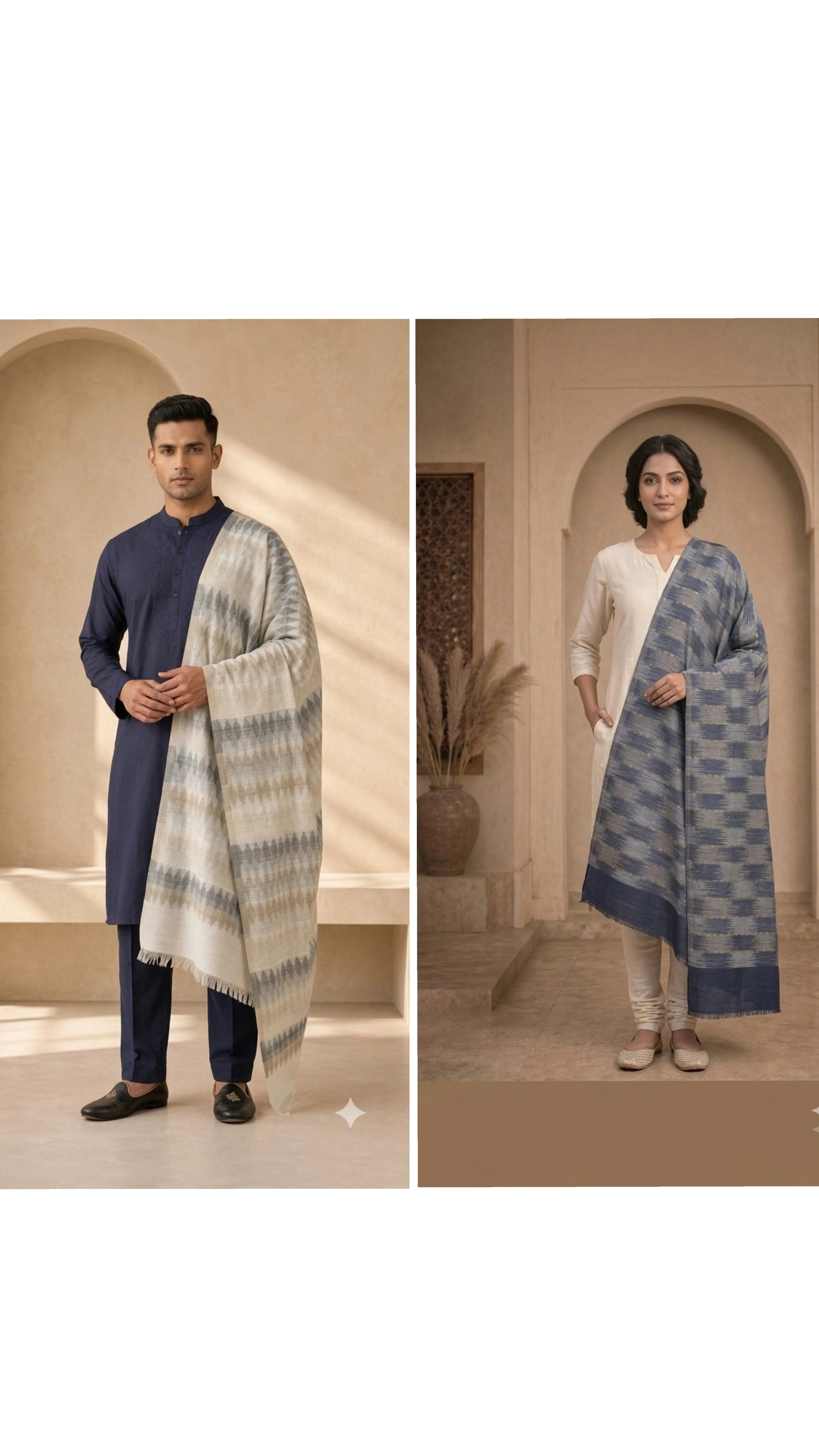 The Kapdakart His & Her Collection Of Semi Pashmina Stole with Premium Box Packaging