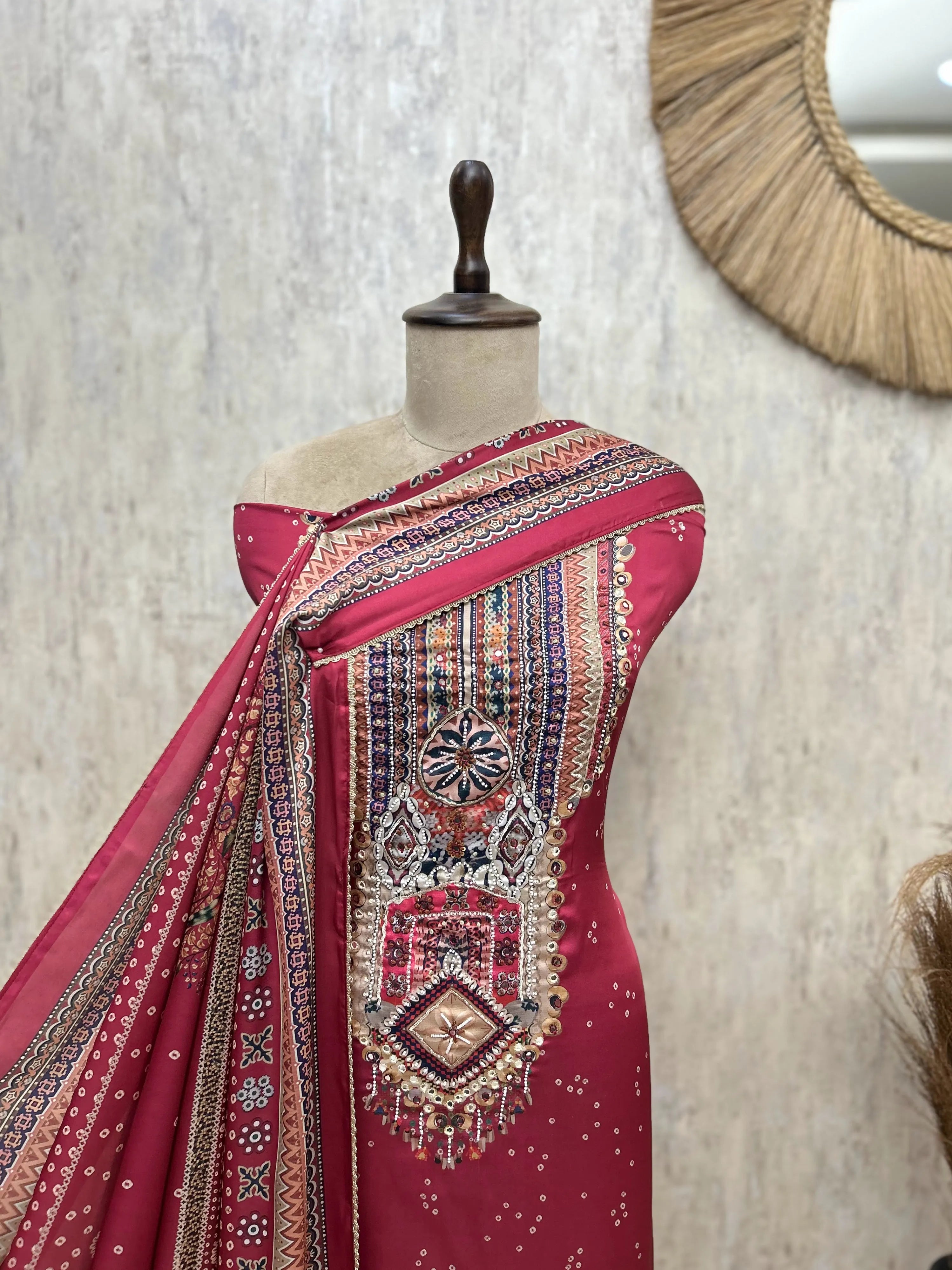Elegant Gajji Silk Unstitched Suit