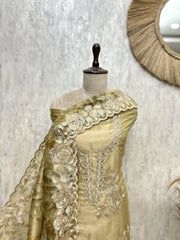 Exquisite Glass Organza Floral Embroidered Unstitched Suit