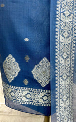 Indigo Unstitched Suit Set With Dupatta