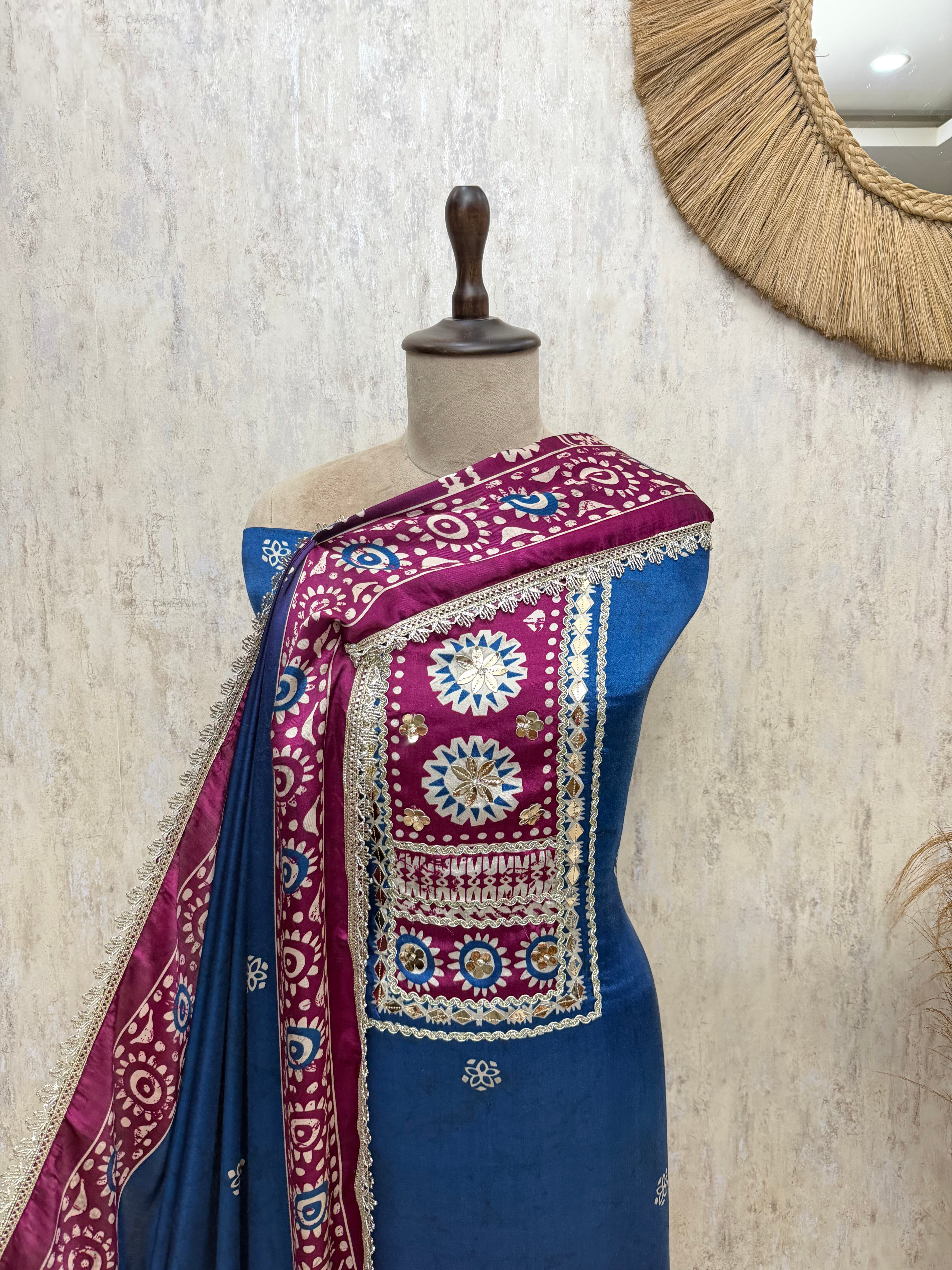 Heirloom Elegance Gajji Silk Unstitched Suits