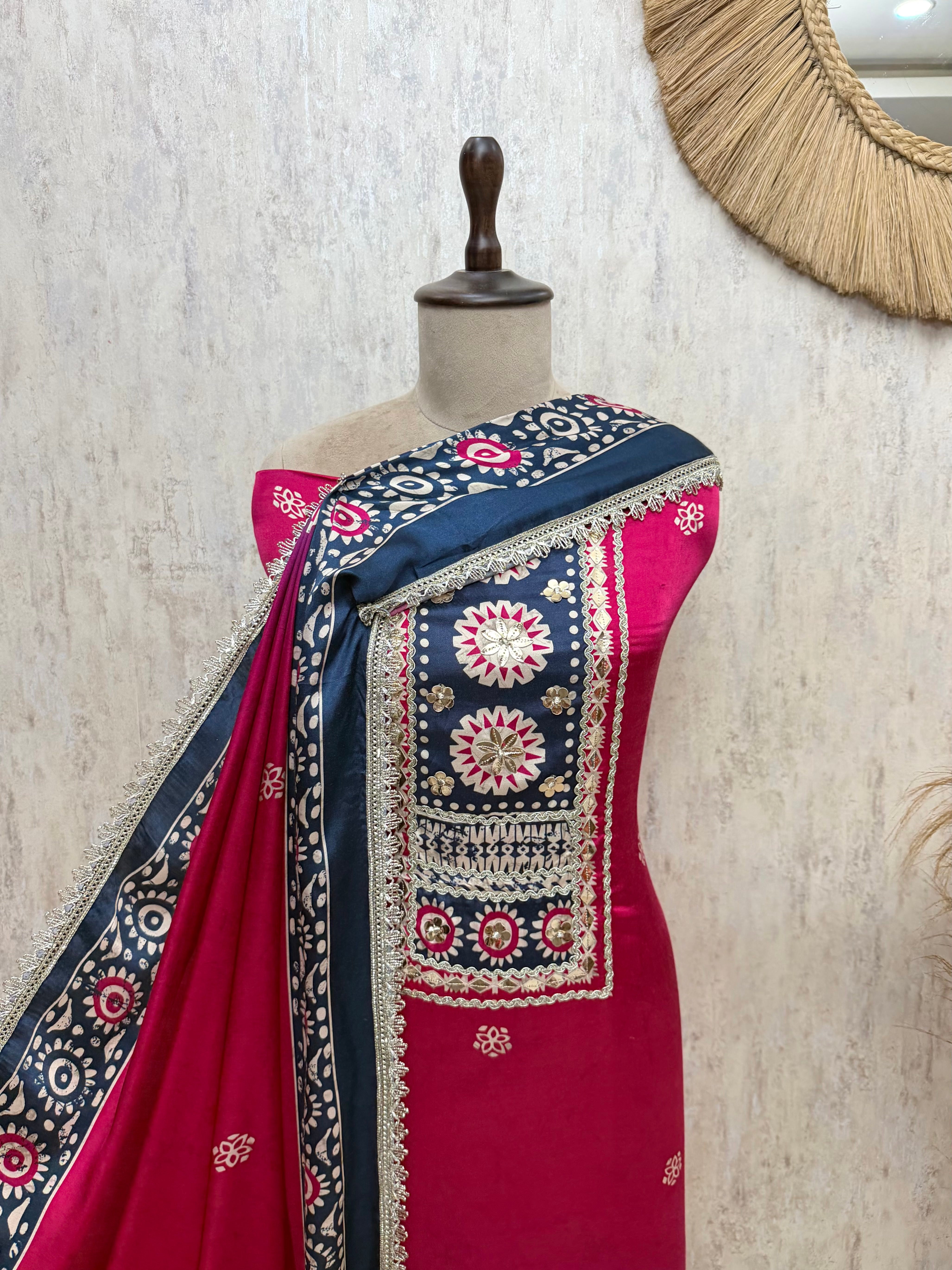 Heirloom Elegance Gajji Silk Unstitched Suits
