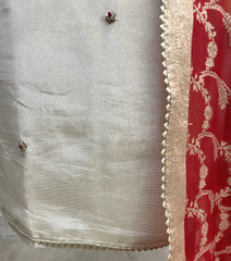 Zardozi Work Tissue Silk Unstitched Suit Set