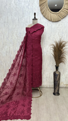 Floral Grace Glass Organza unstitched suit