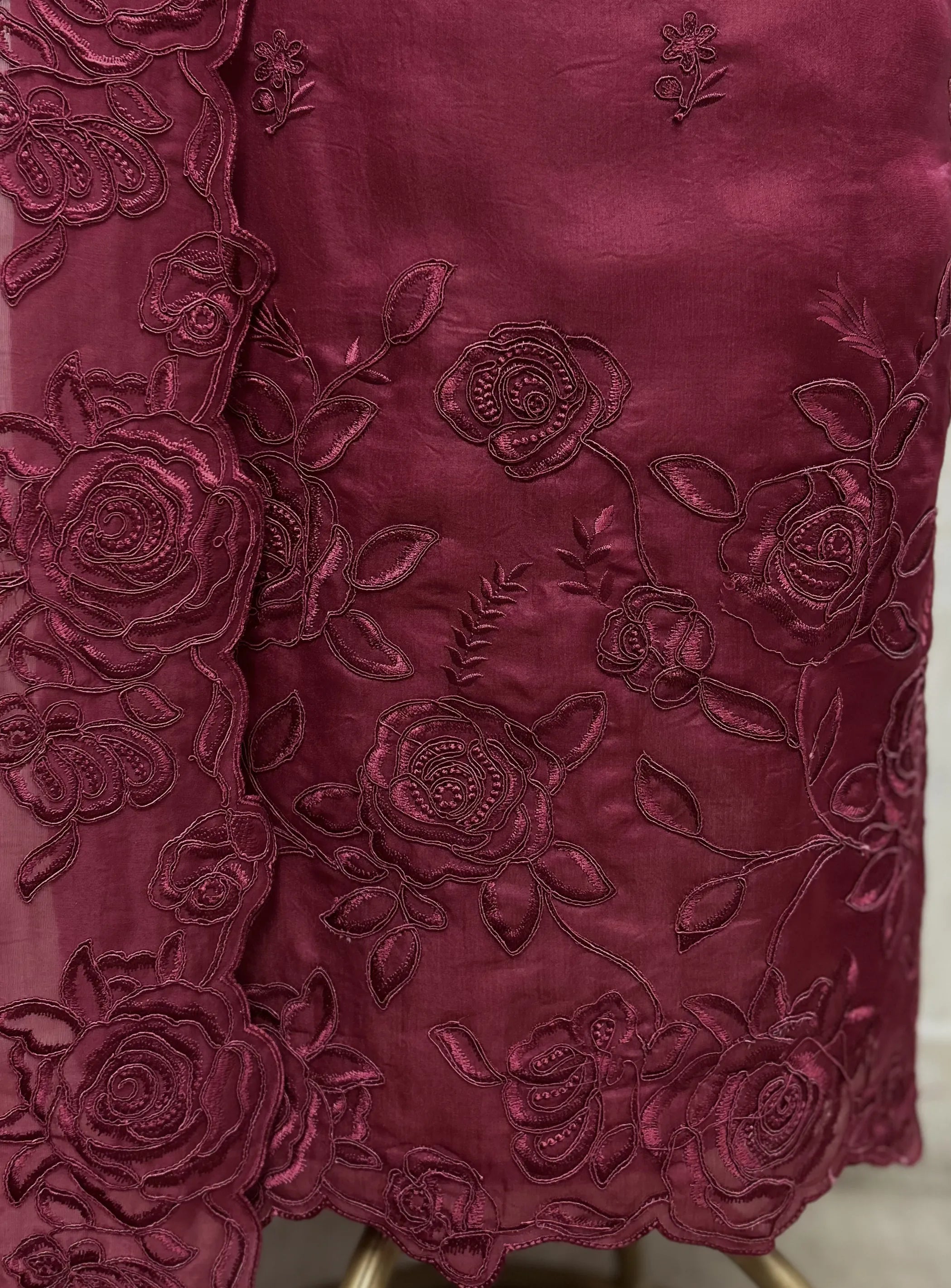 Floral Grace Glass Organza unstitched suit