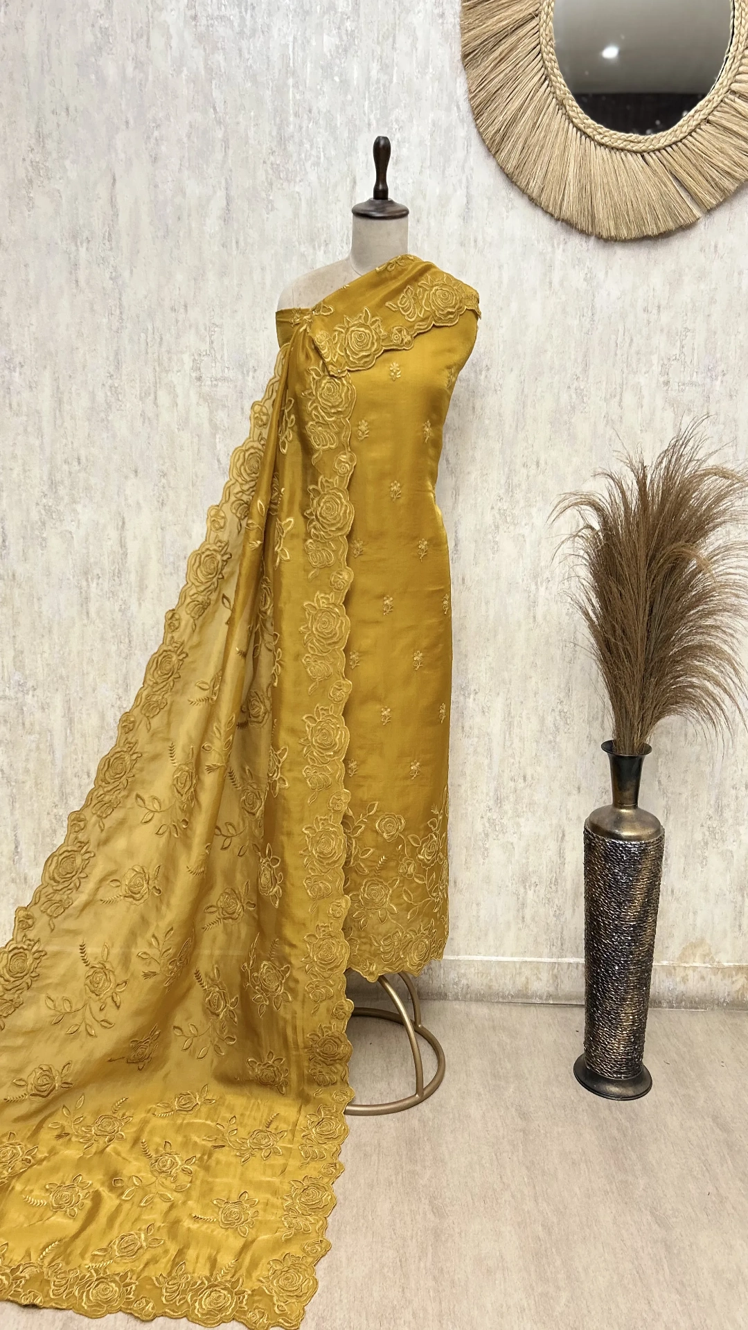 Floral Grace Glass Organza unstitched suit