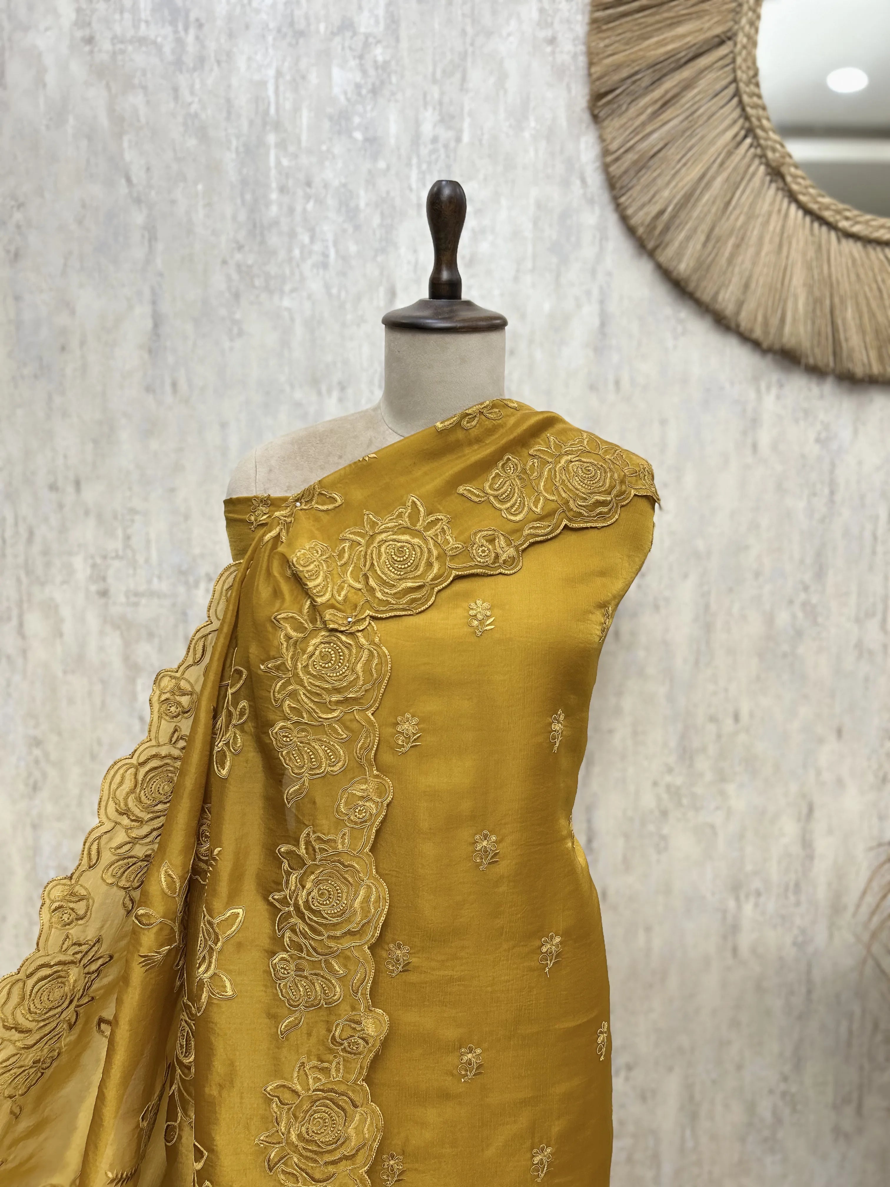 Floral Grace Glass Organza unstitched suit