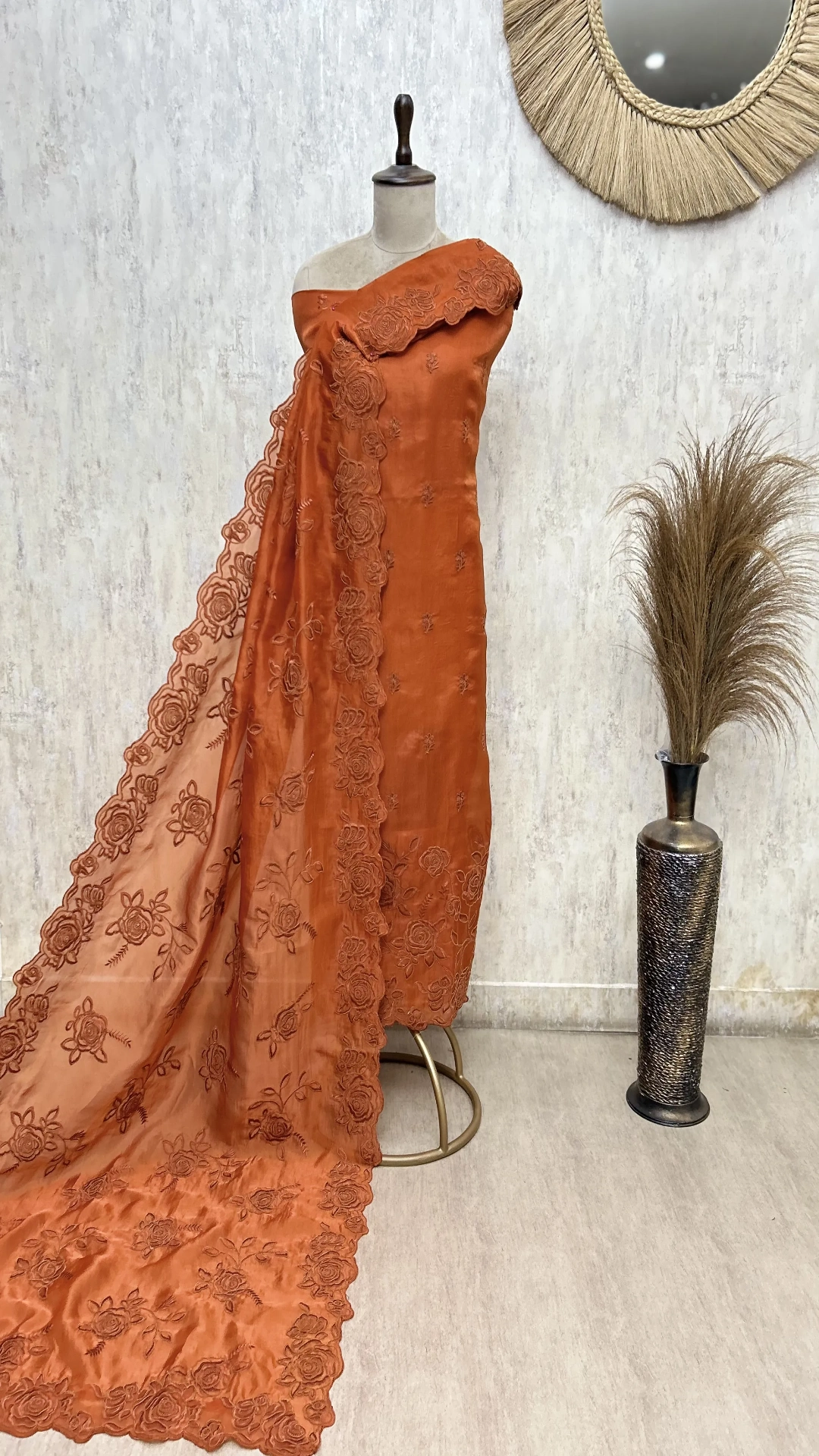 Floral Grace Glass Organza unstitched suit