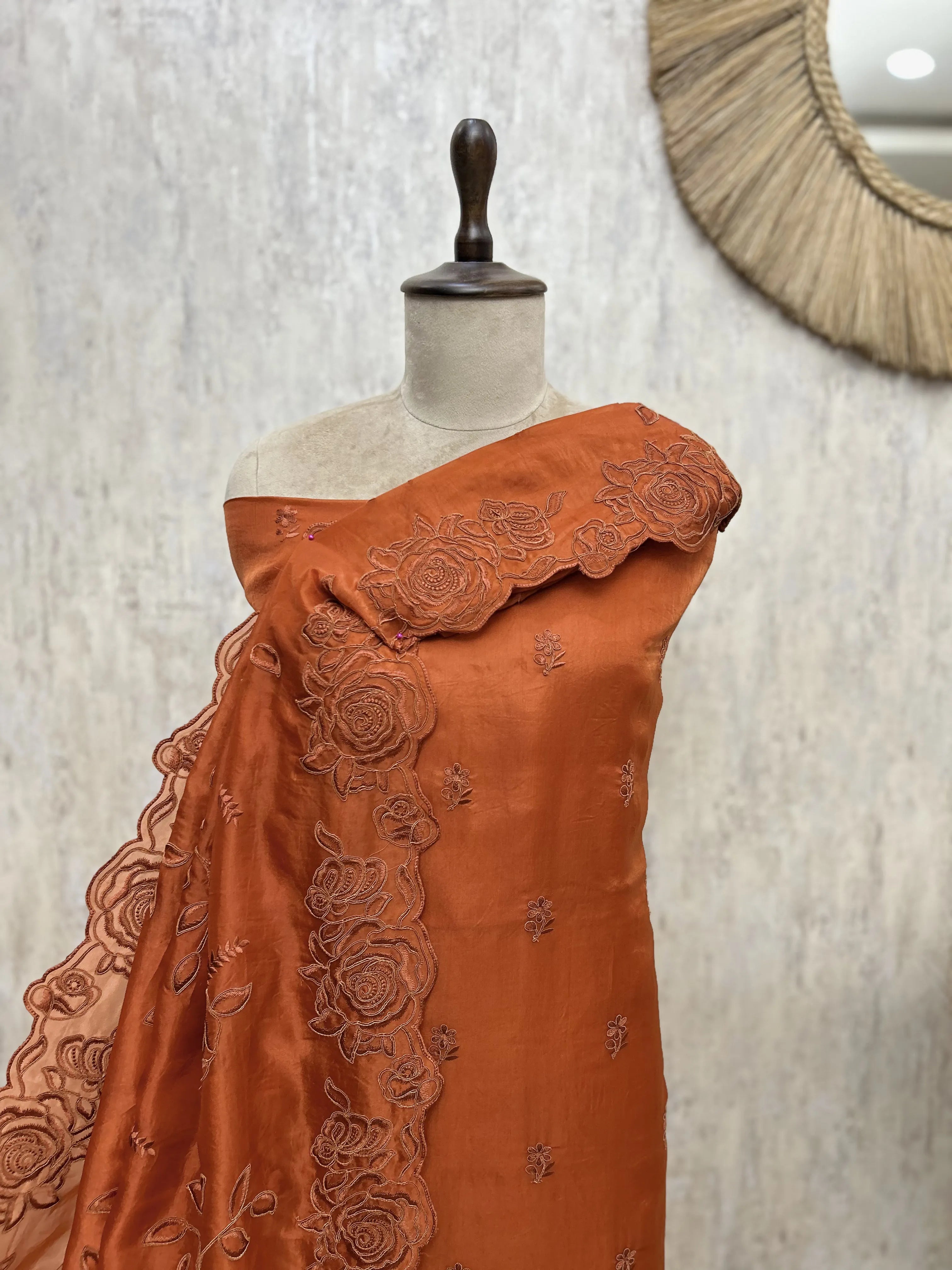 Floral Grace Glass Organza unstitched suit