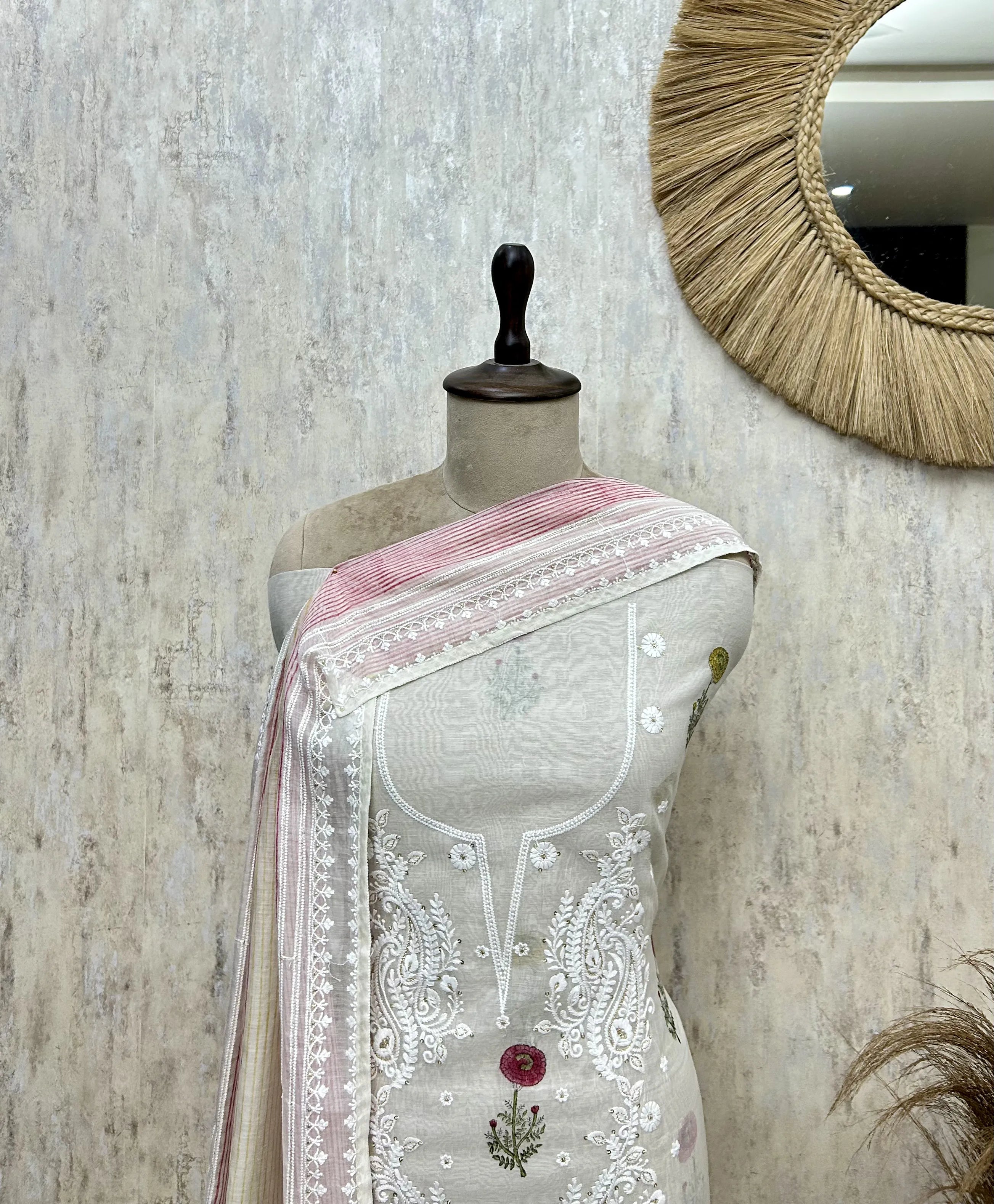Blush Floral Elegance Mul cotton Unstitched suit