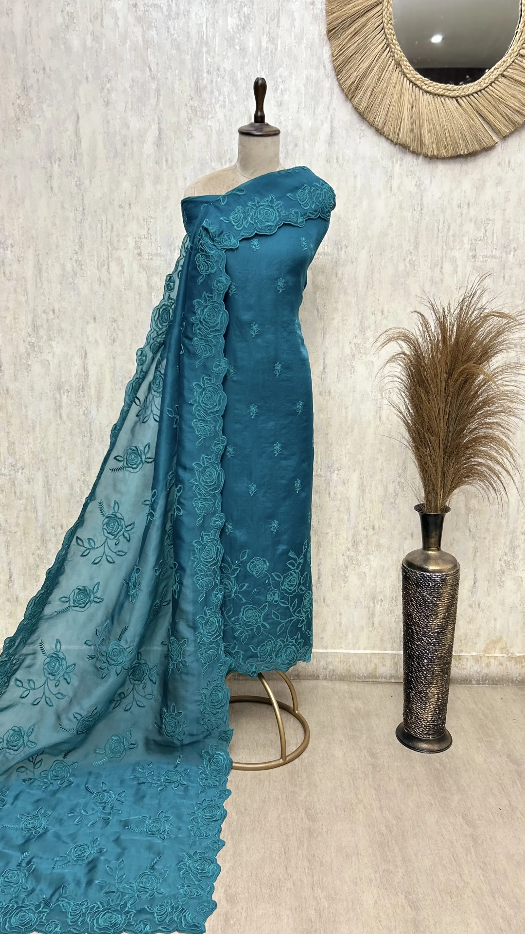 Floral Grace Glass Organza unstitched suit