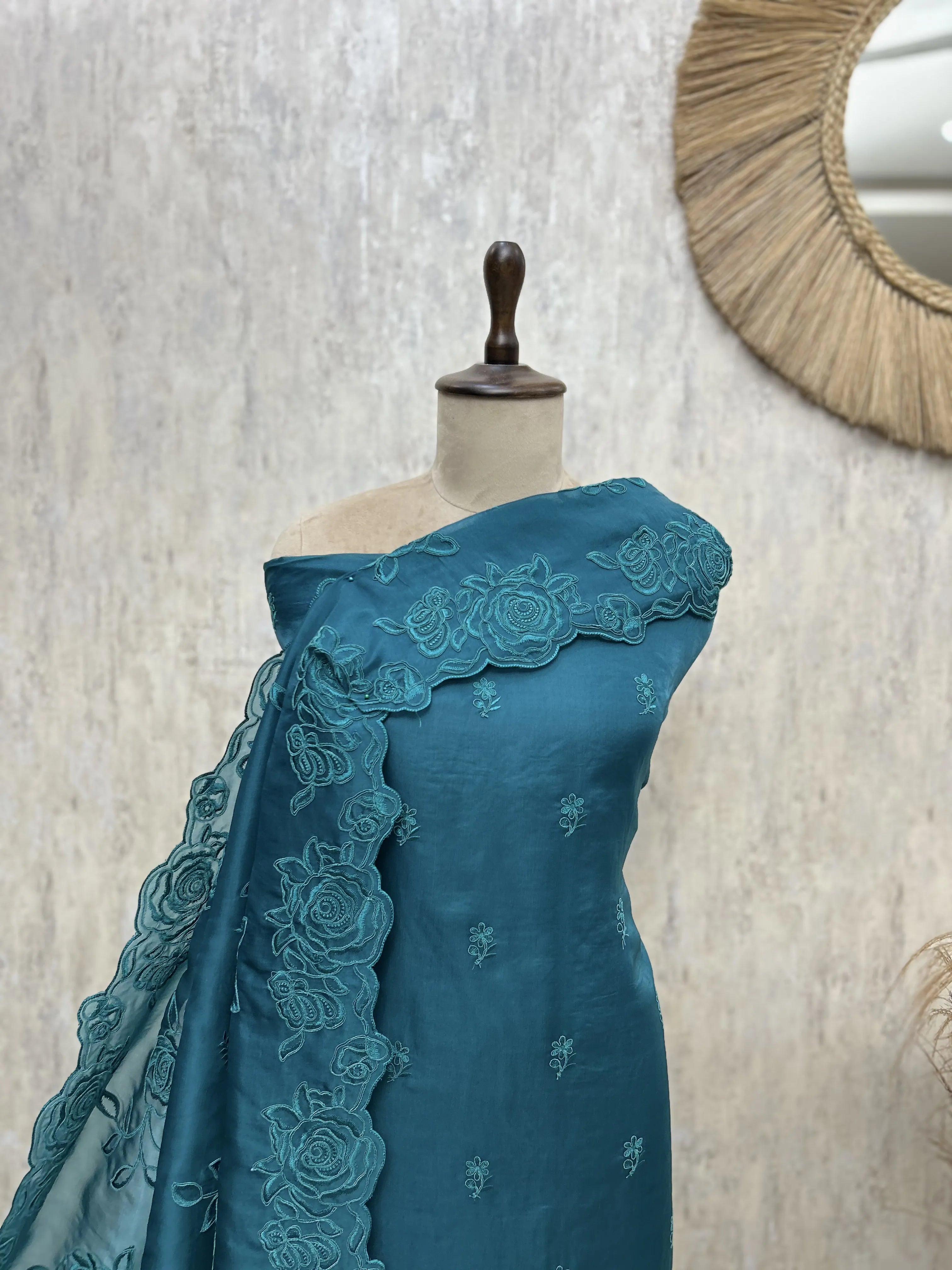Floral Grace Glass Organza unstitched suit
