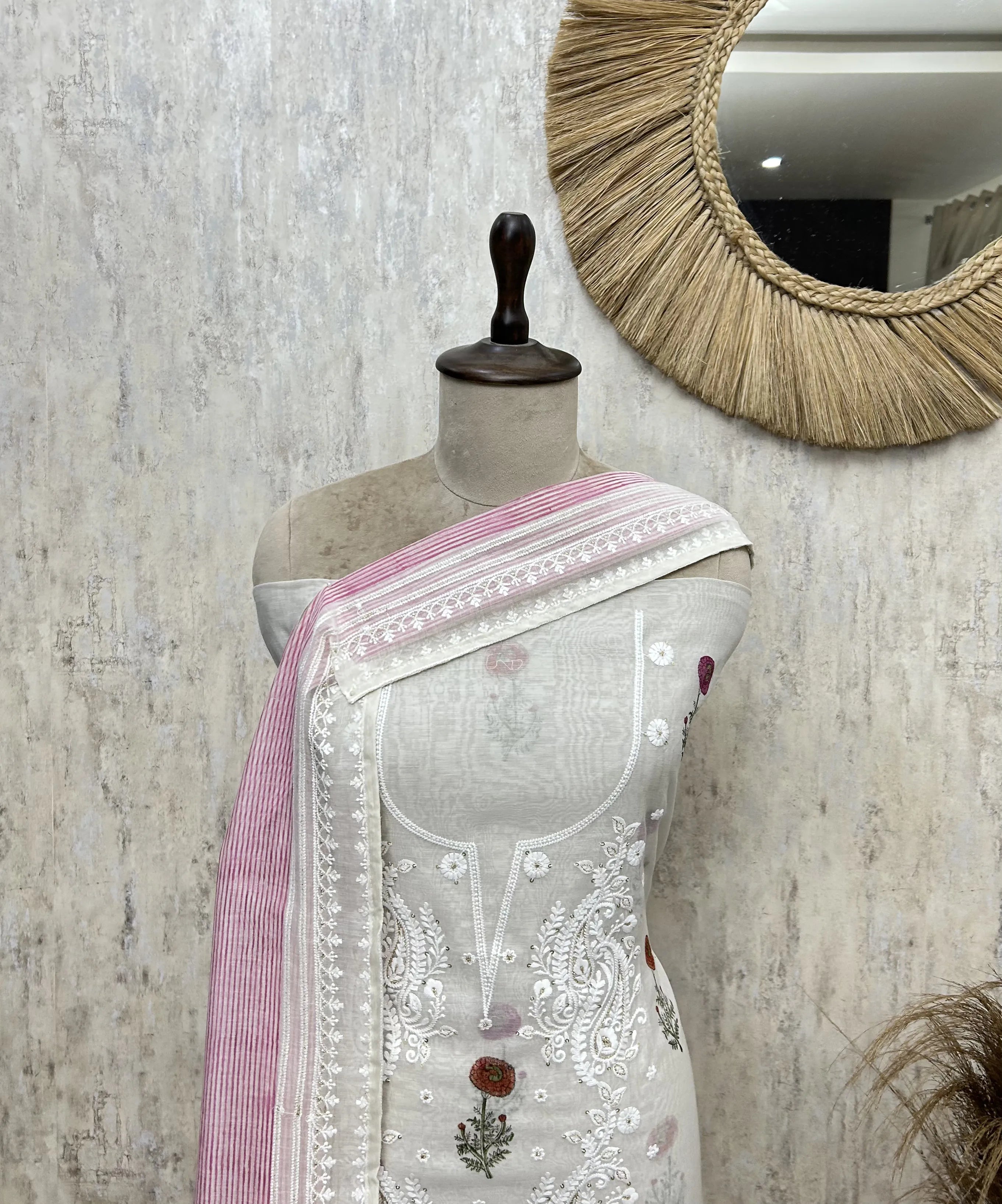 Blush Floral Elegance Mul cotton Unstitched suit