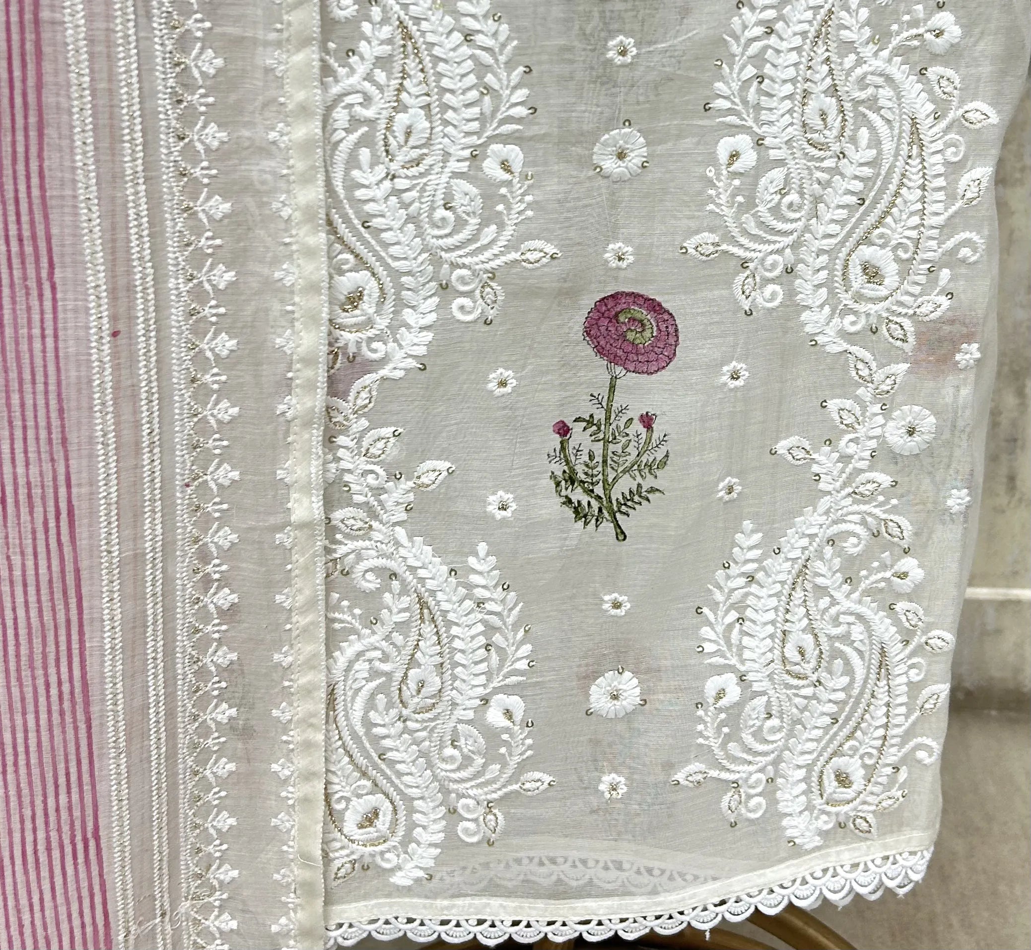 Blush Floral Elegance Mul cotton Unstitched suit