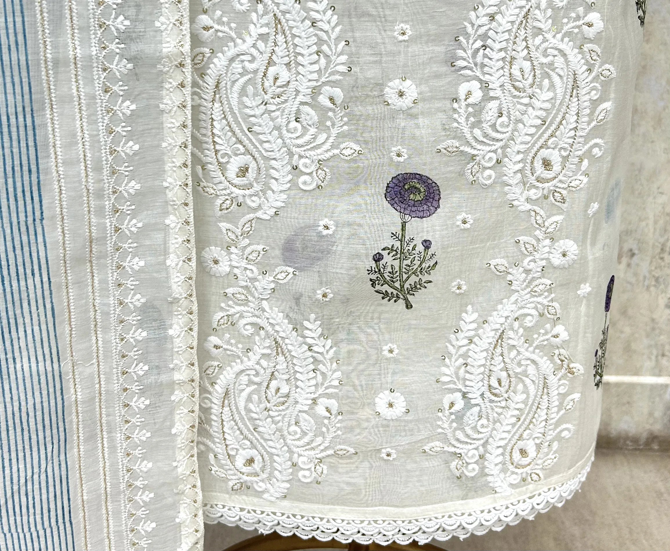 Blush Floral Elegance Mul cotton Unstitched suit