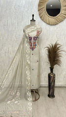 Floral Embroidered Elegance Jamdani linen Unstitched suit