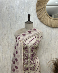 Chic Embroidered Drape Russian Crepe Unstitched Suit