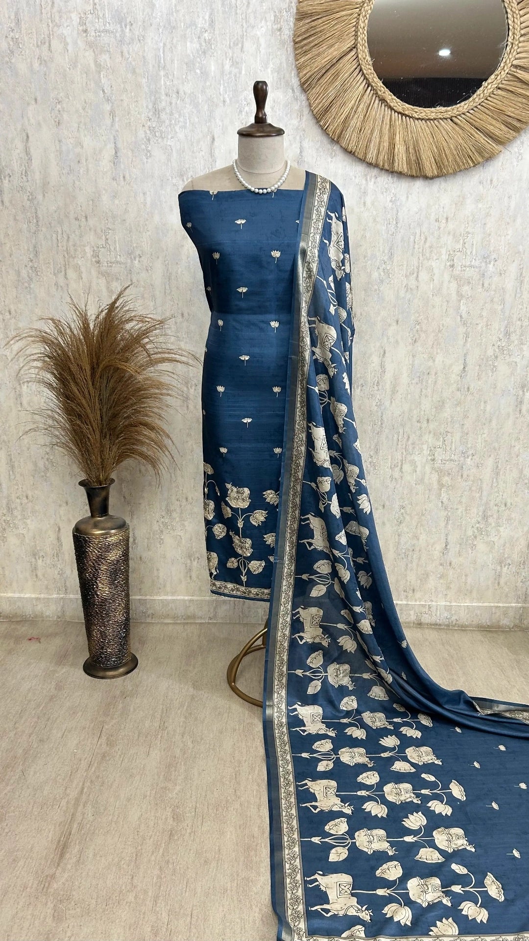 Tussar Silk Unstitched Suit Set
