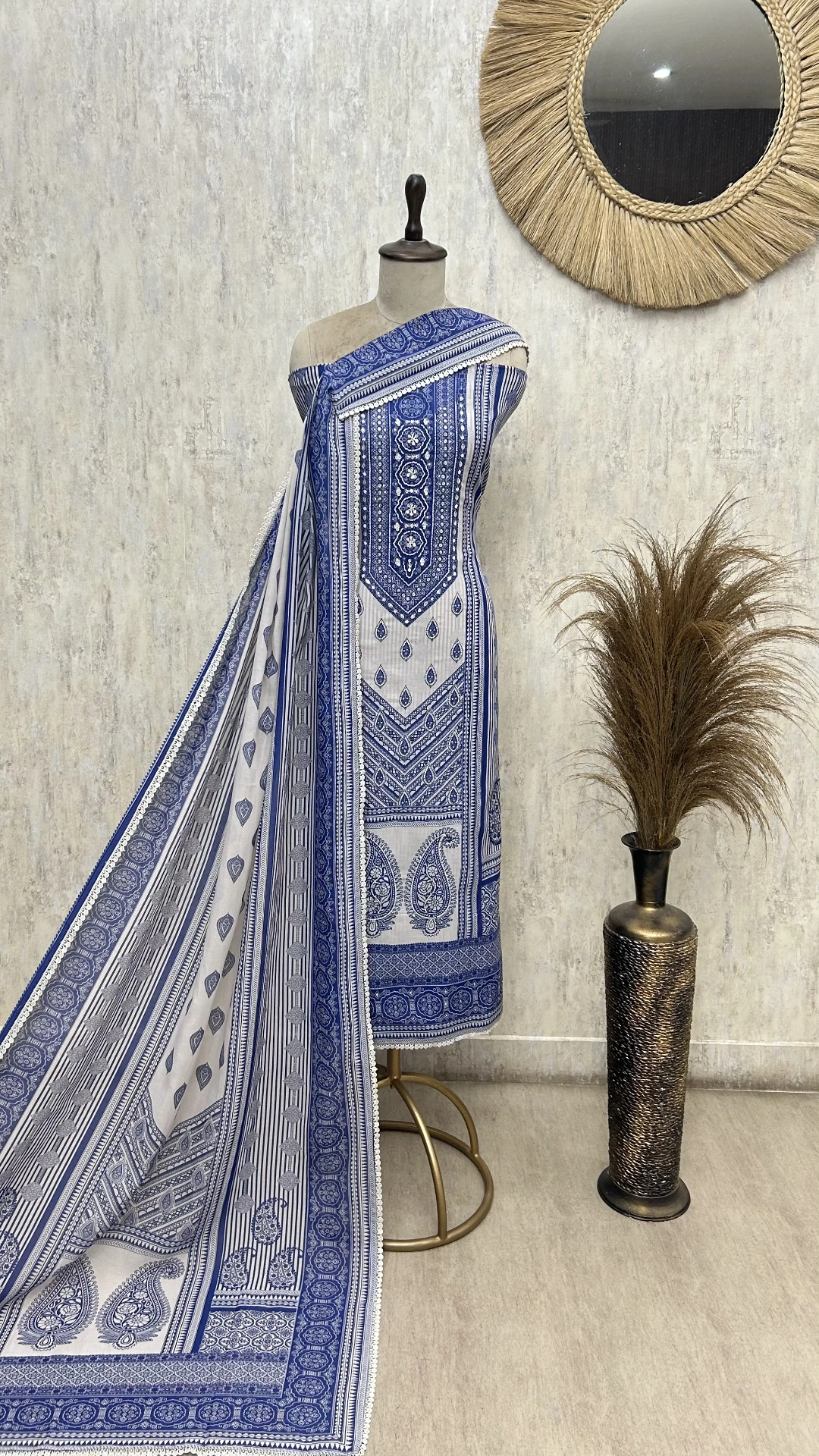 Royal Handblock Muslin Unstitched suit