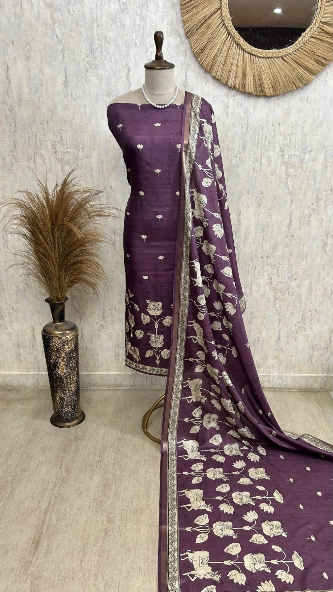 Tussar Silk Unstitched Suit Set