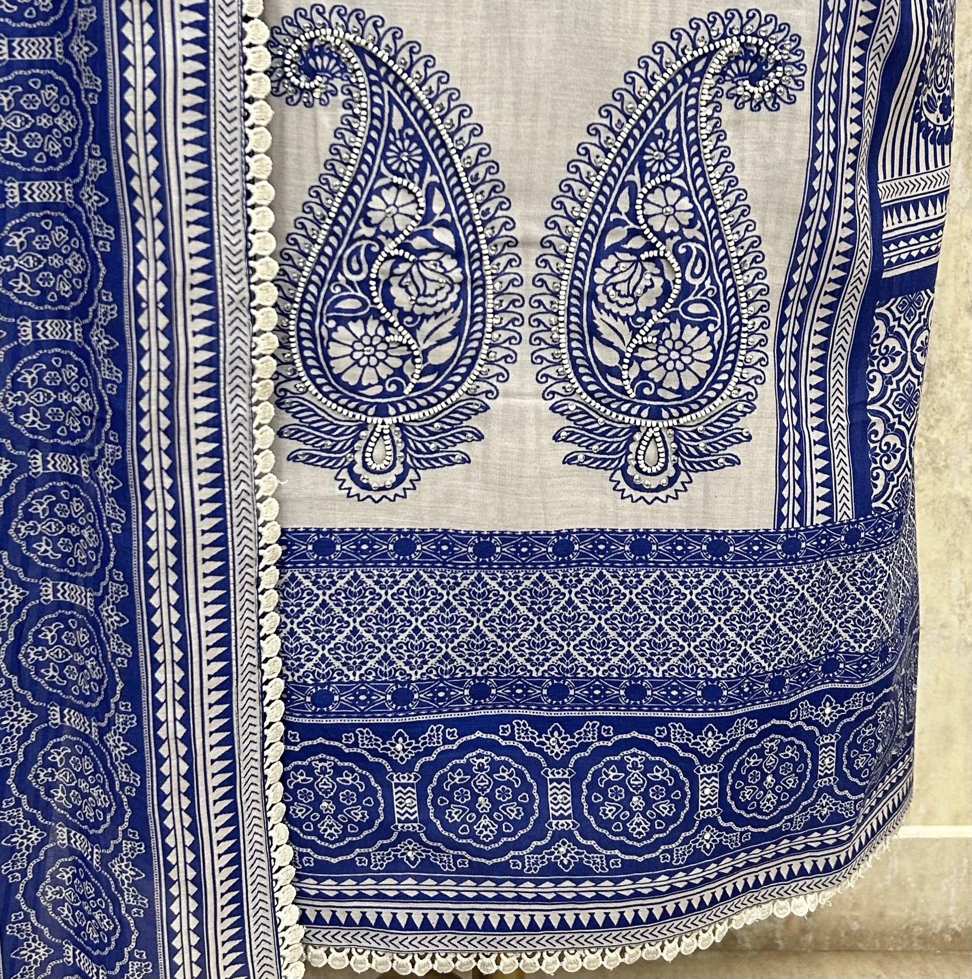 Royal Handblock Muslin Unstitched suit