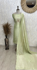 Brocade Silk Unstitched Suit Set Featuring Brocade Silk Dupatta