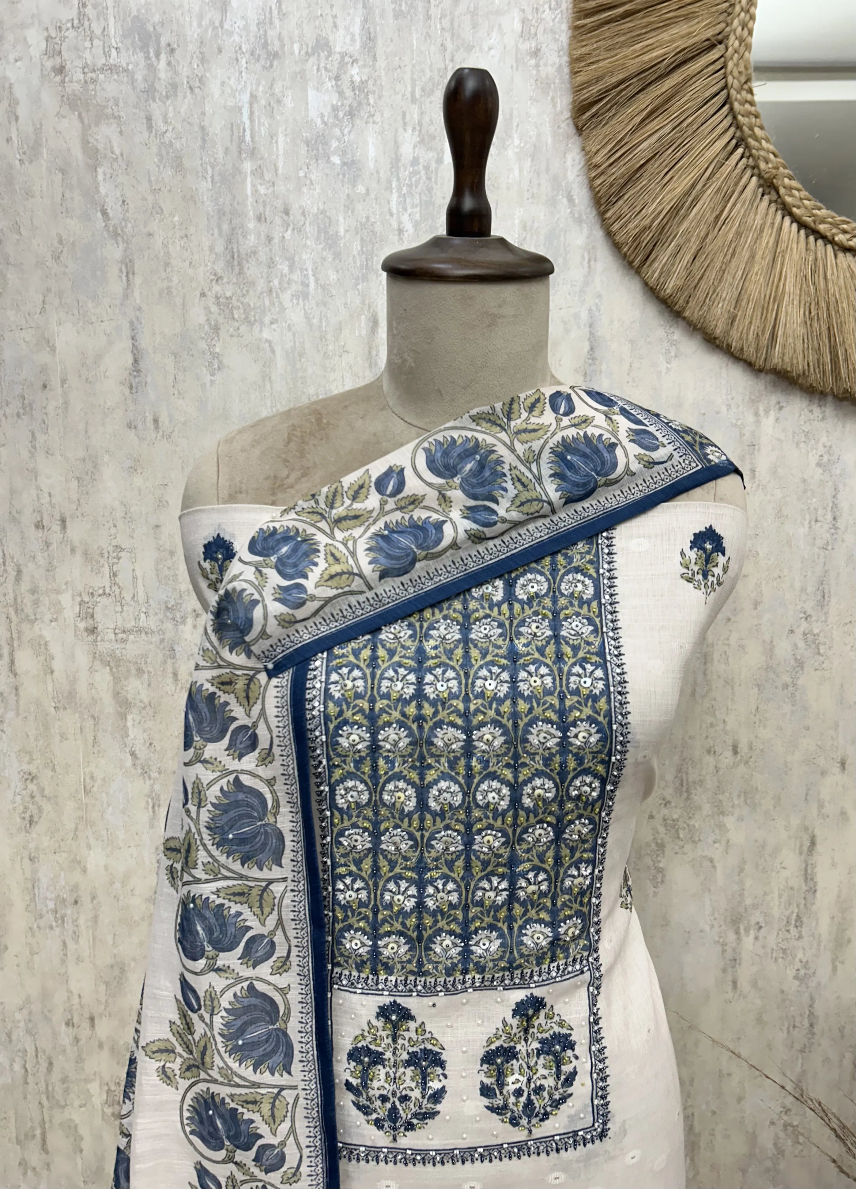 Floral Linen Unstitched suit