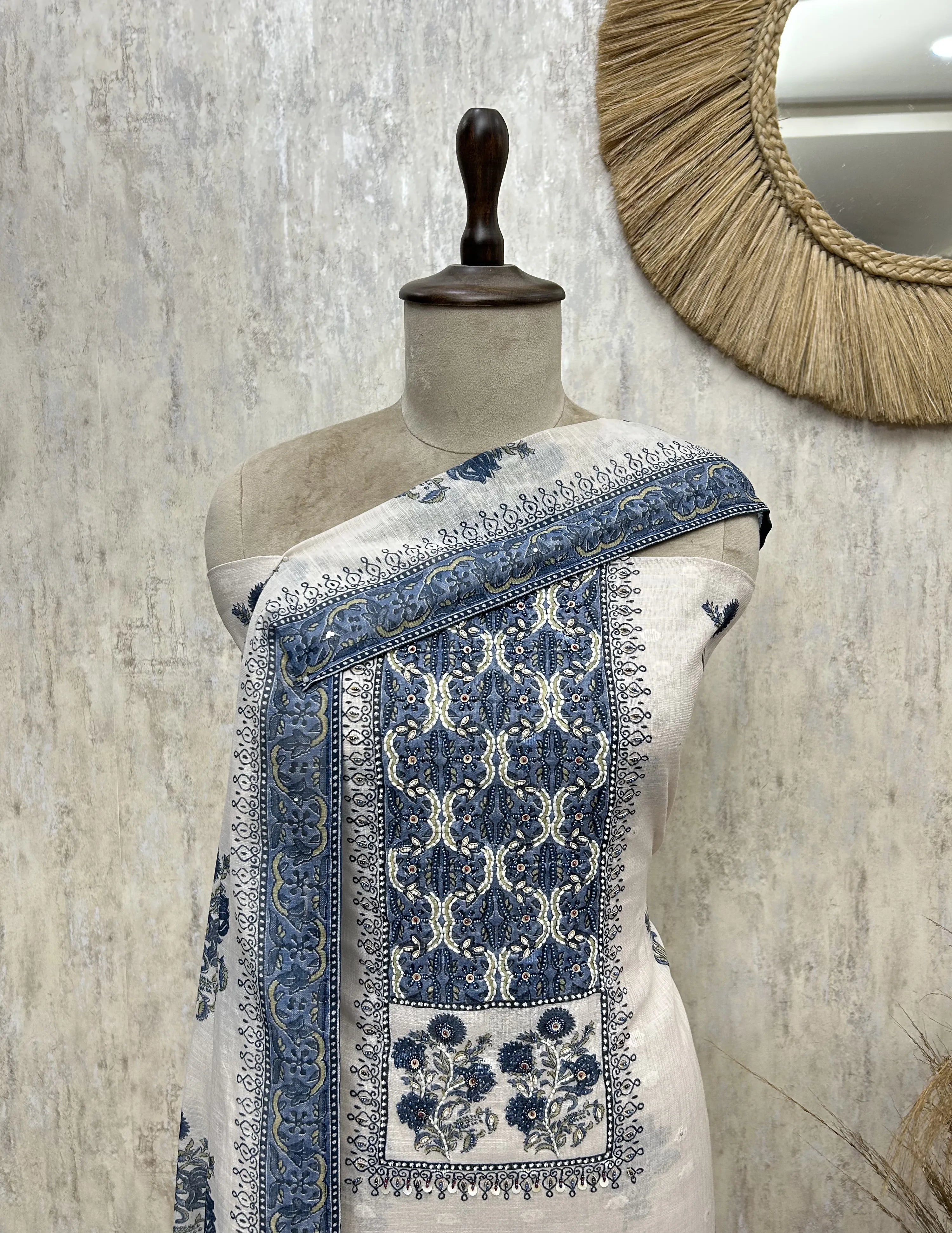 Floral Linen Unstitched suit