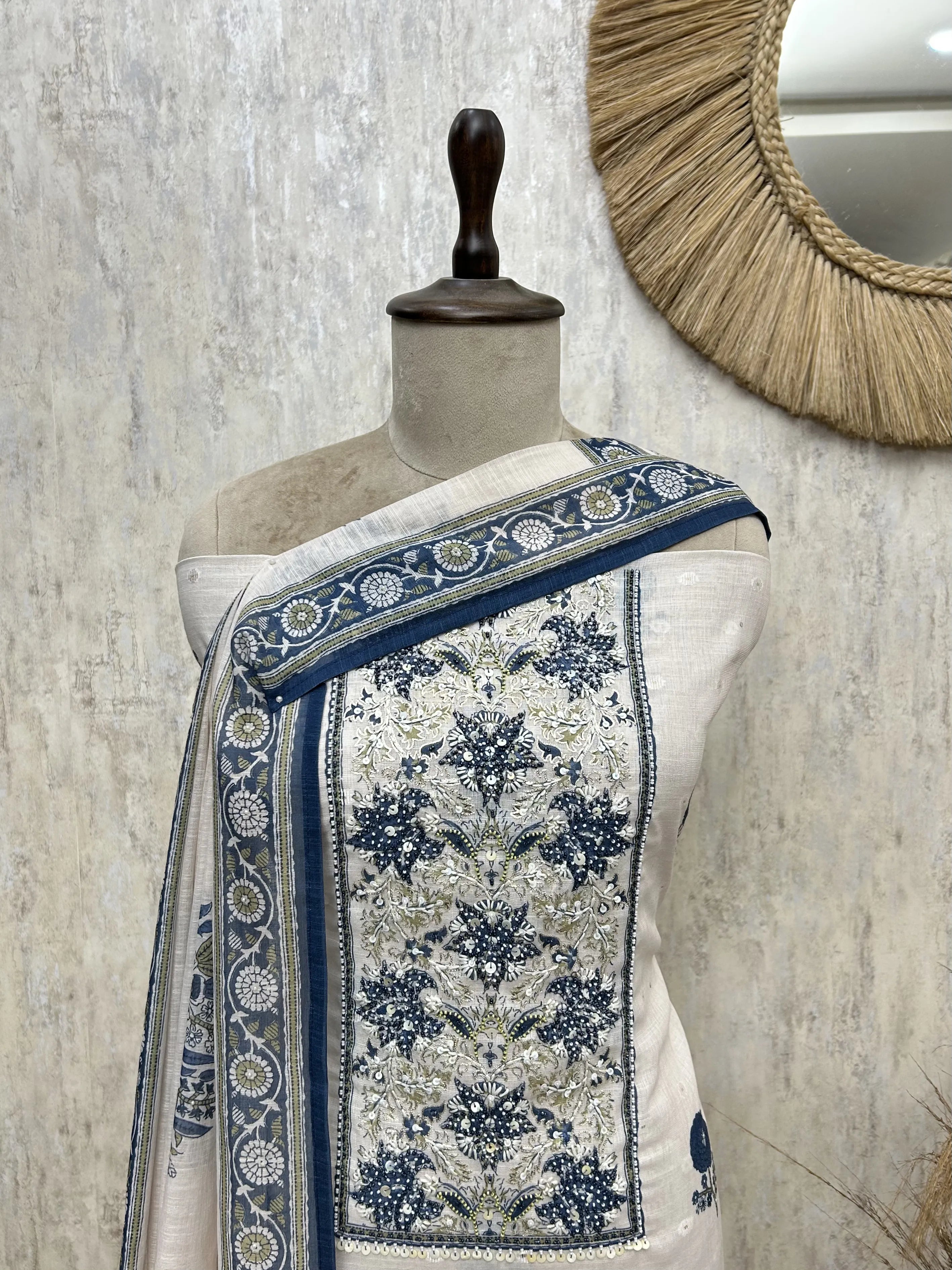 Floral Linen Unstitched suit