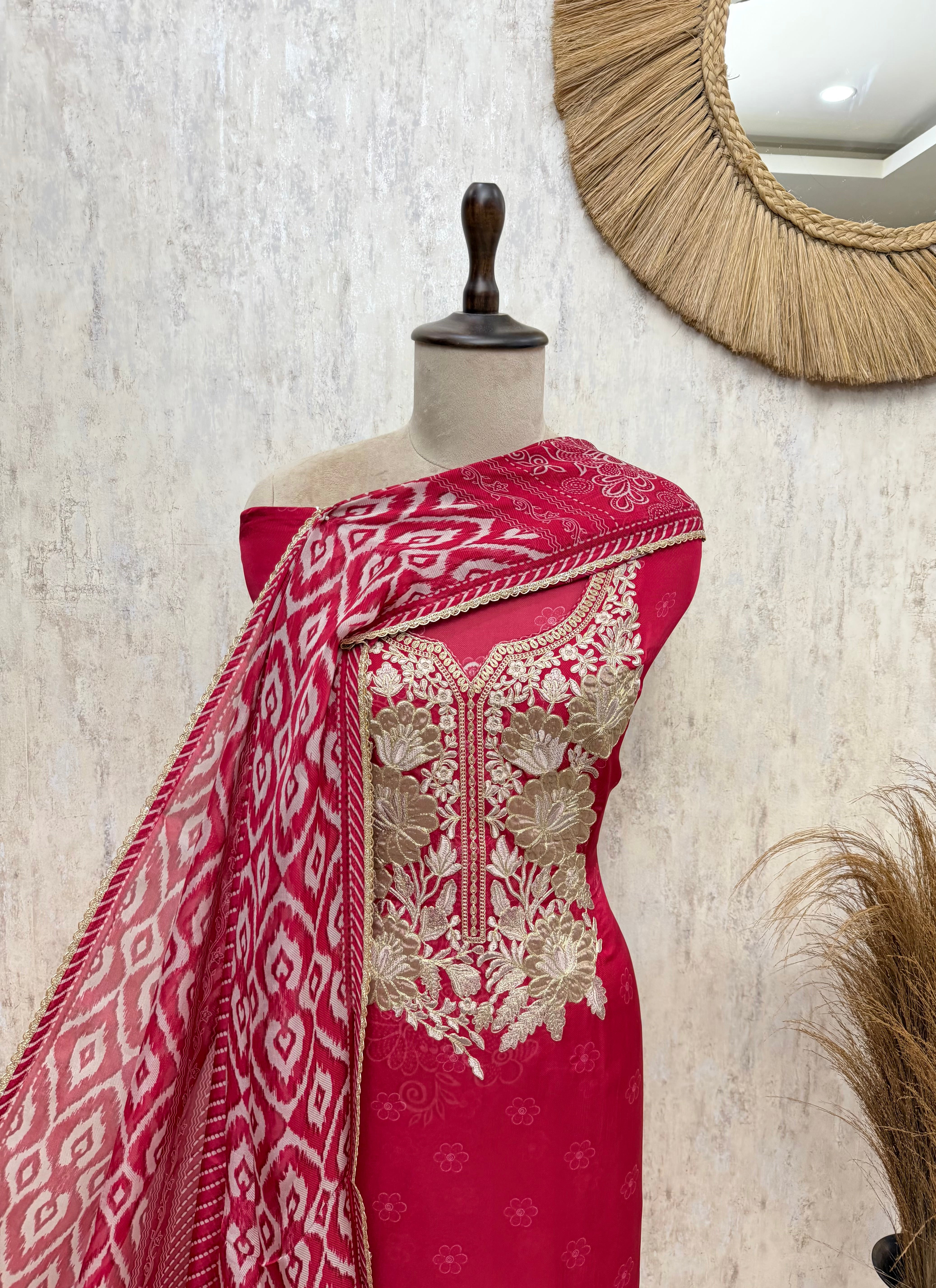 Viraasat-Weave Twill Organza Unstitched Suit