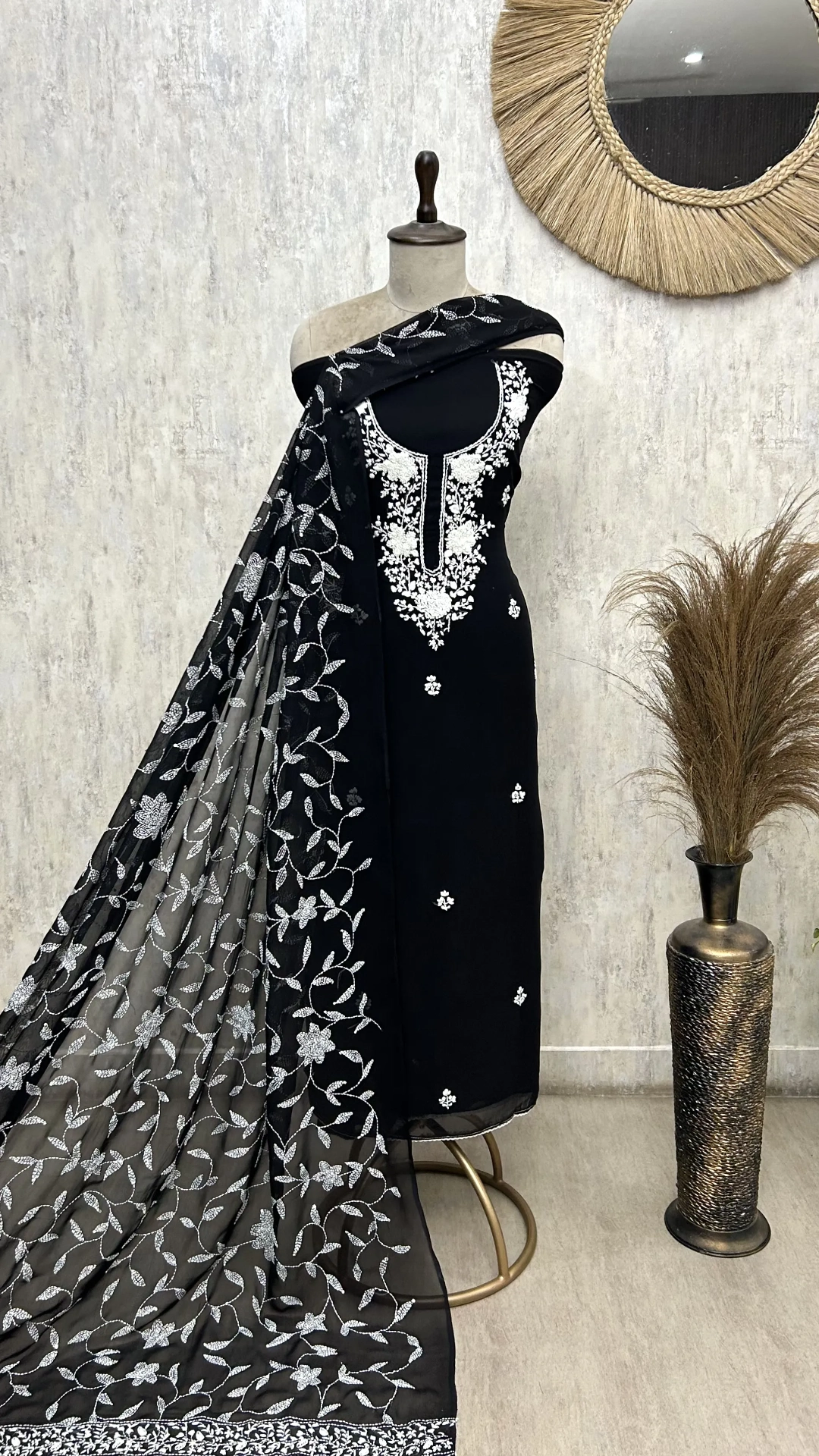Midnight Floral Elegance Georgette Unstitched suit