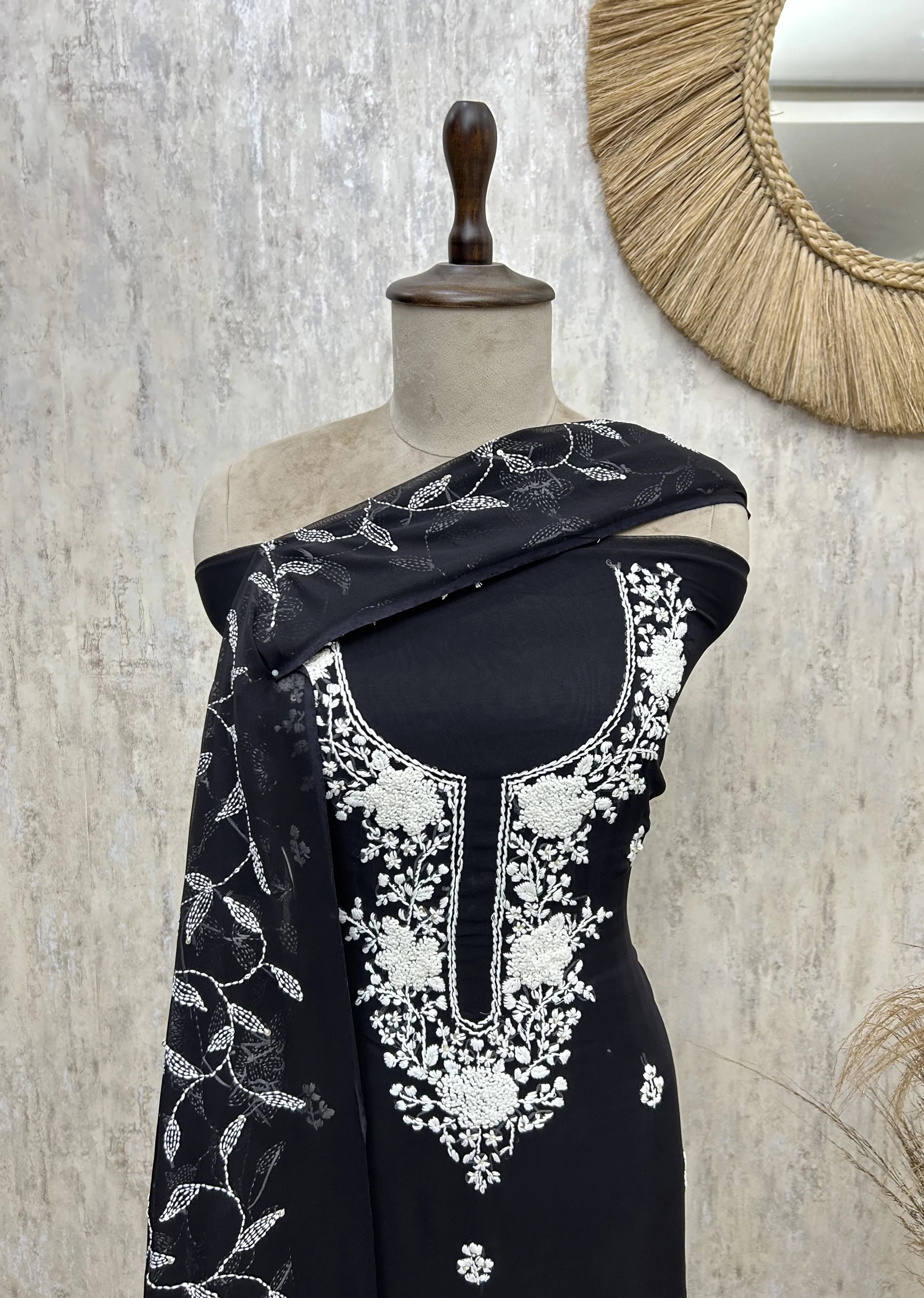 Midnight Floral Elegance Georgette Unstitched suit
