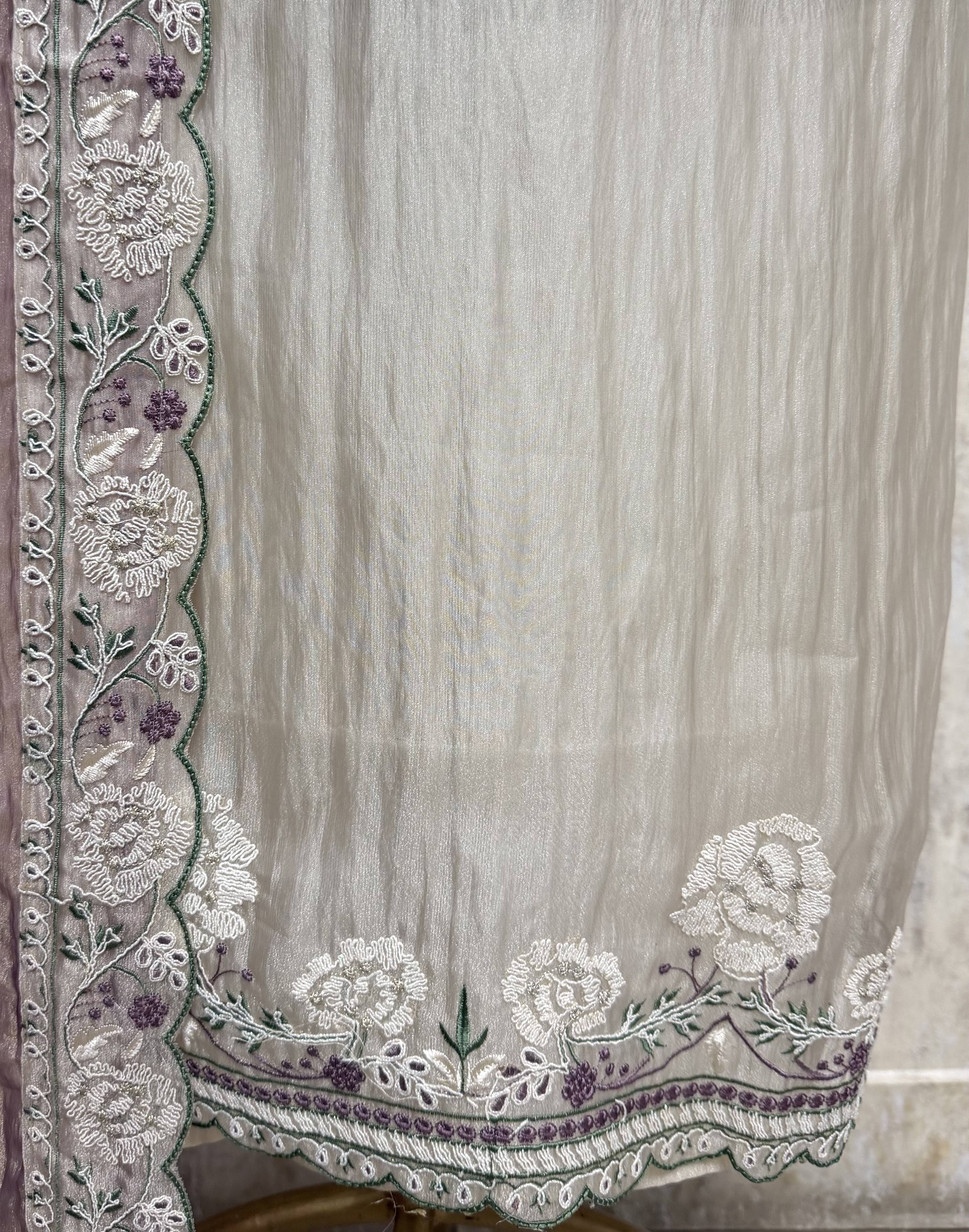 Ethereal Bloom Crush Tissue  Unstitched Suits