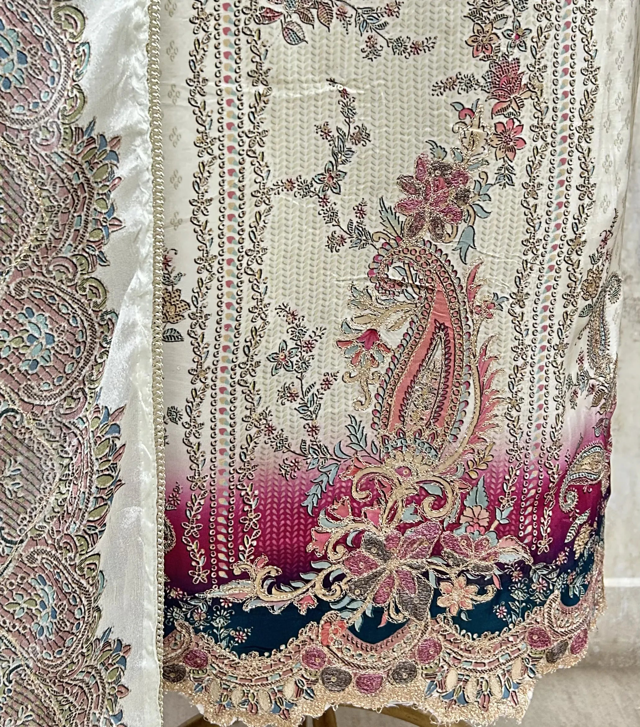 Zari Work Crepe Unstitched Suit Set