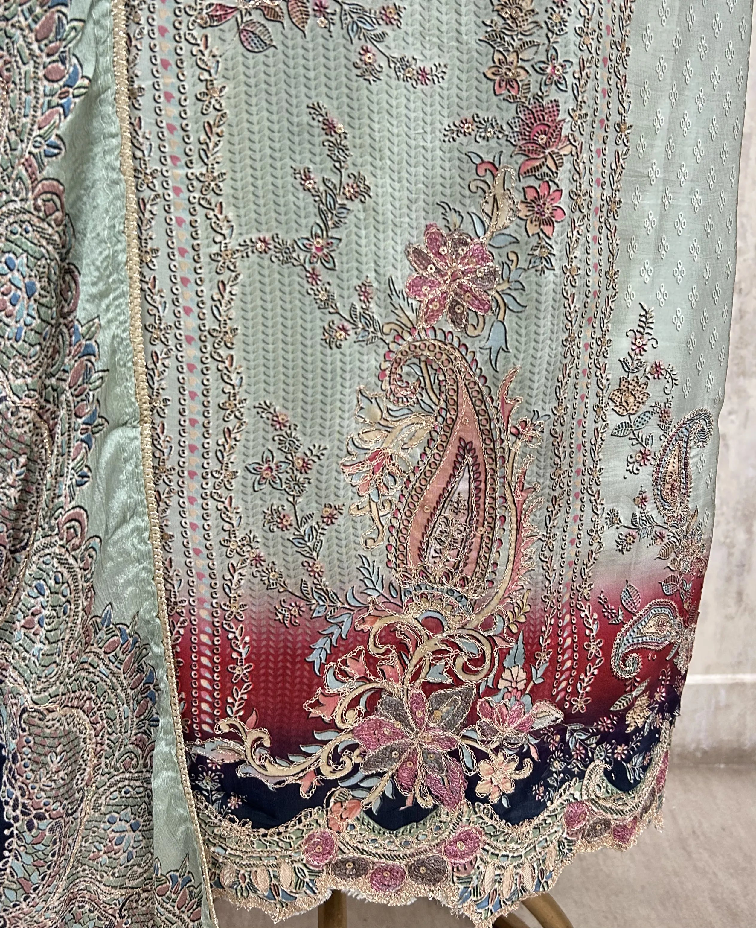 Zari Work Crepe Unstitched Suit Set